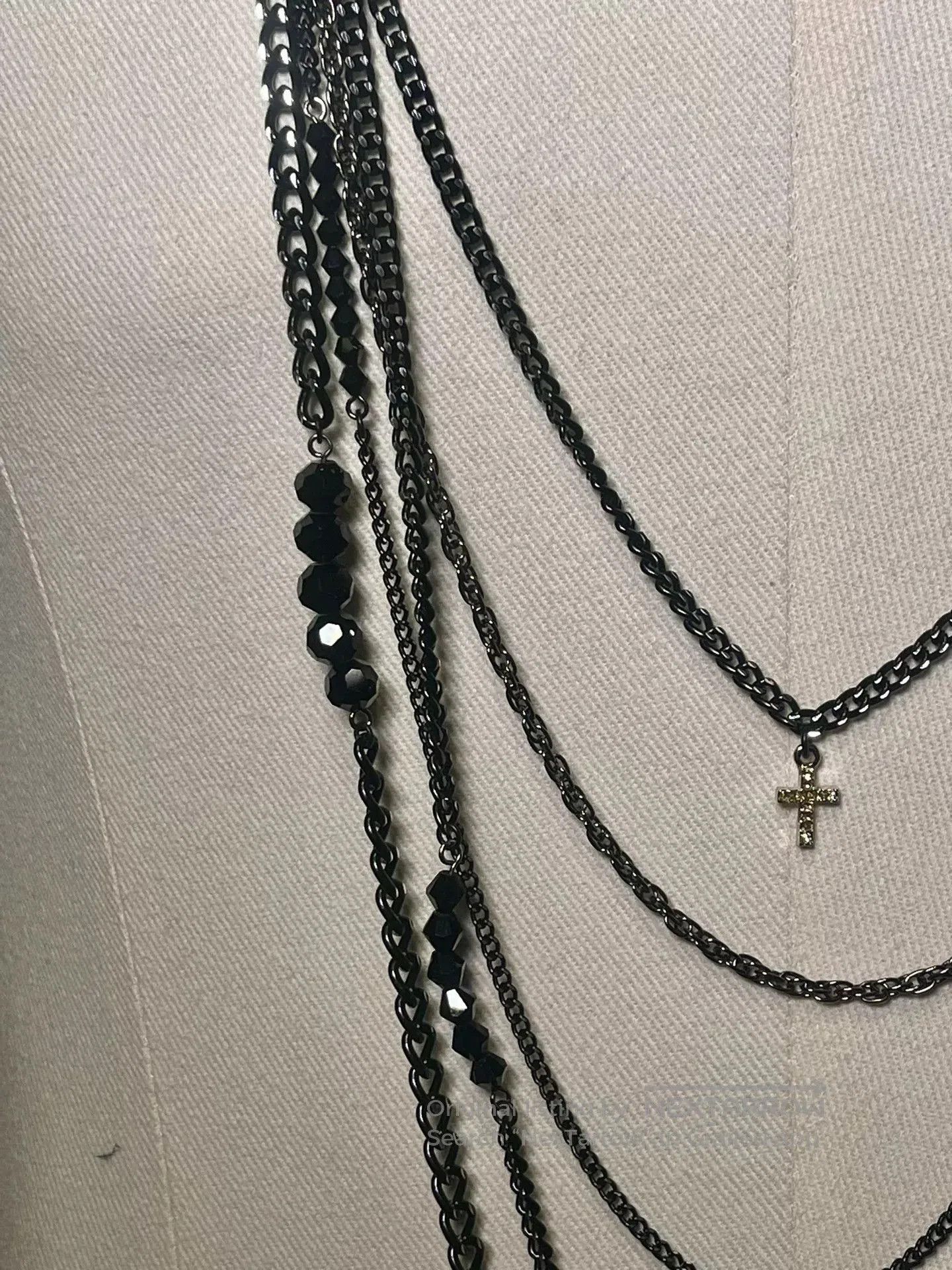 CIVARIZE adjustable black cross necklace with charms. Size ONE SIZE - 5 Thumbnail