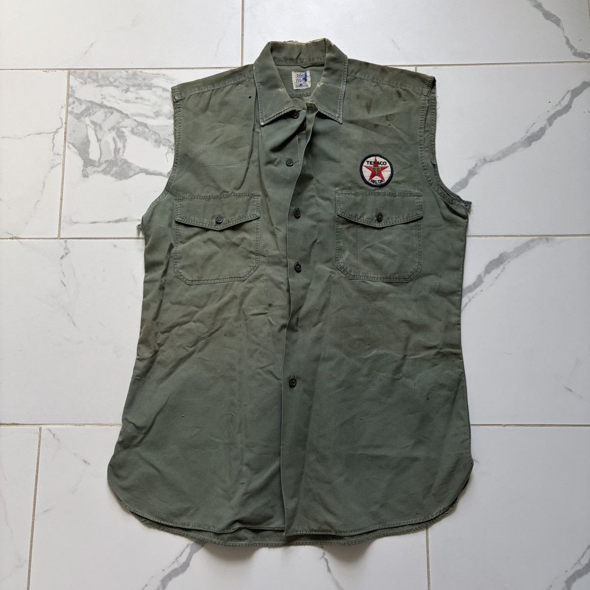 Vintage Vintage 1930s 1940s Texaco Oil Reg TM Cut Off Sanforized Tee Size US L / EU 52-54 / 3 - 1 Thumbnail