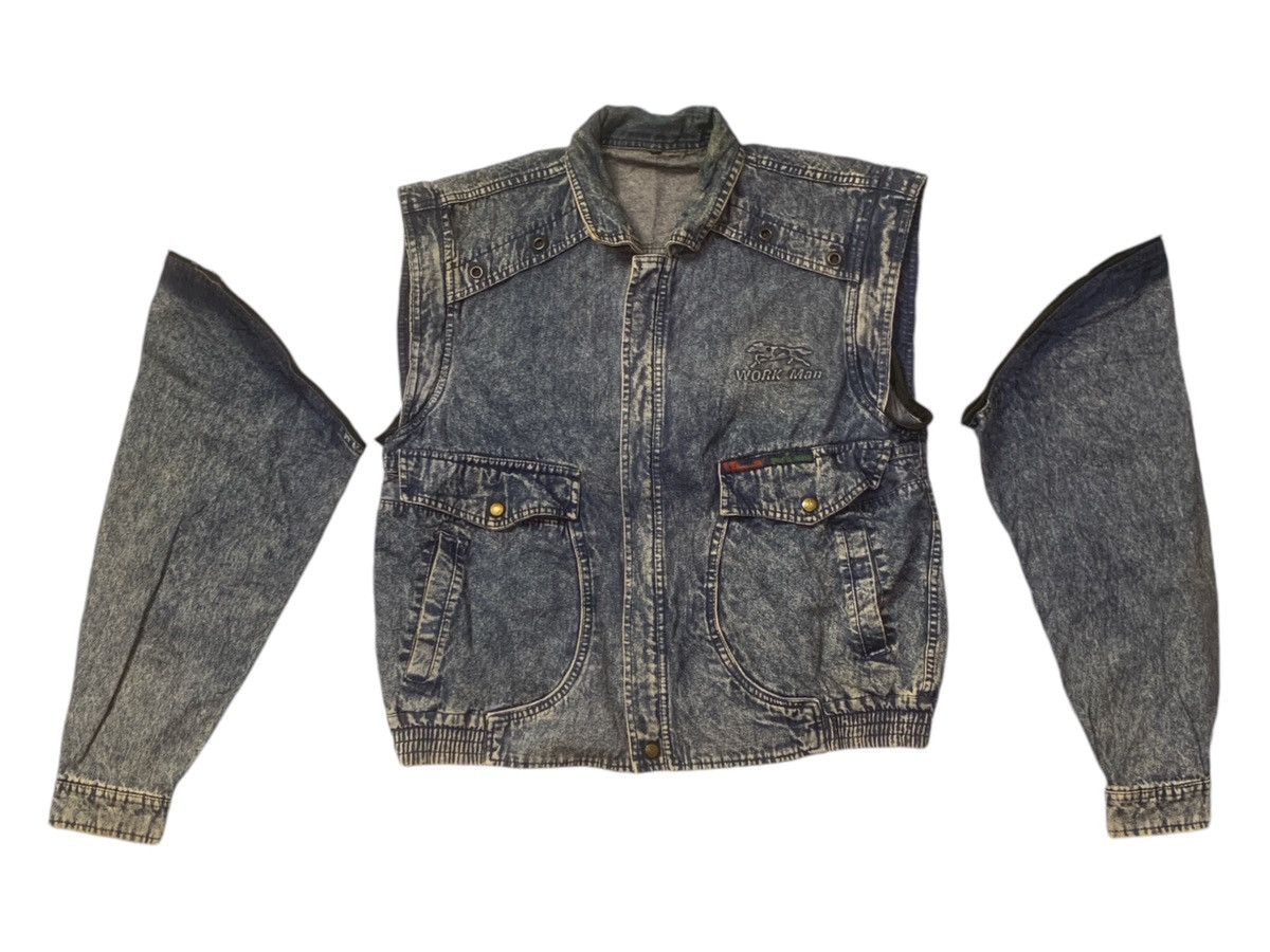 Japanese Brand × Vintage Rare Design Vintage Work Man 2 Way Denim Jackets Size US L / EU 52-54 / 3 - 4 Thumbnail