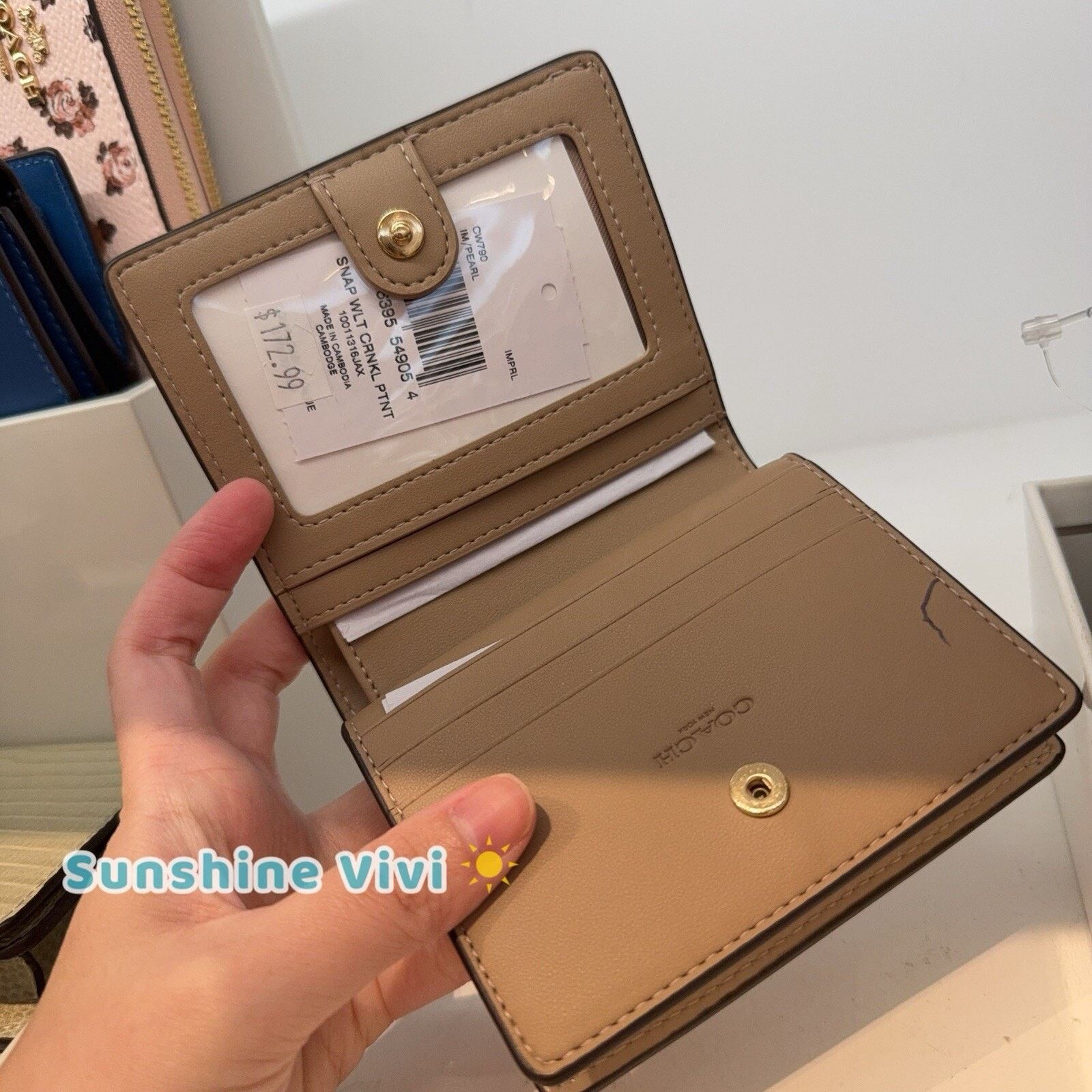 Coach NWT Coach Patent Leather Snap Small Wallet CW790 Gold/Pearl Size ONE SIZE - 2 Thumbnail