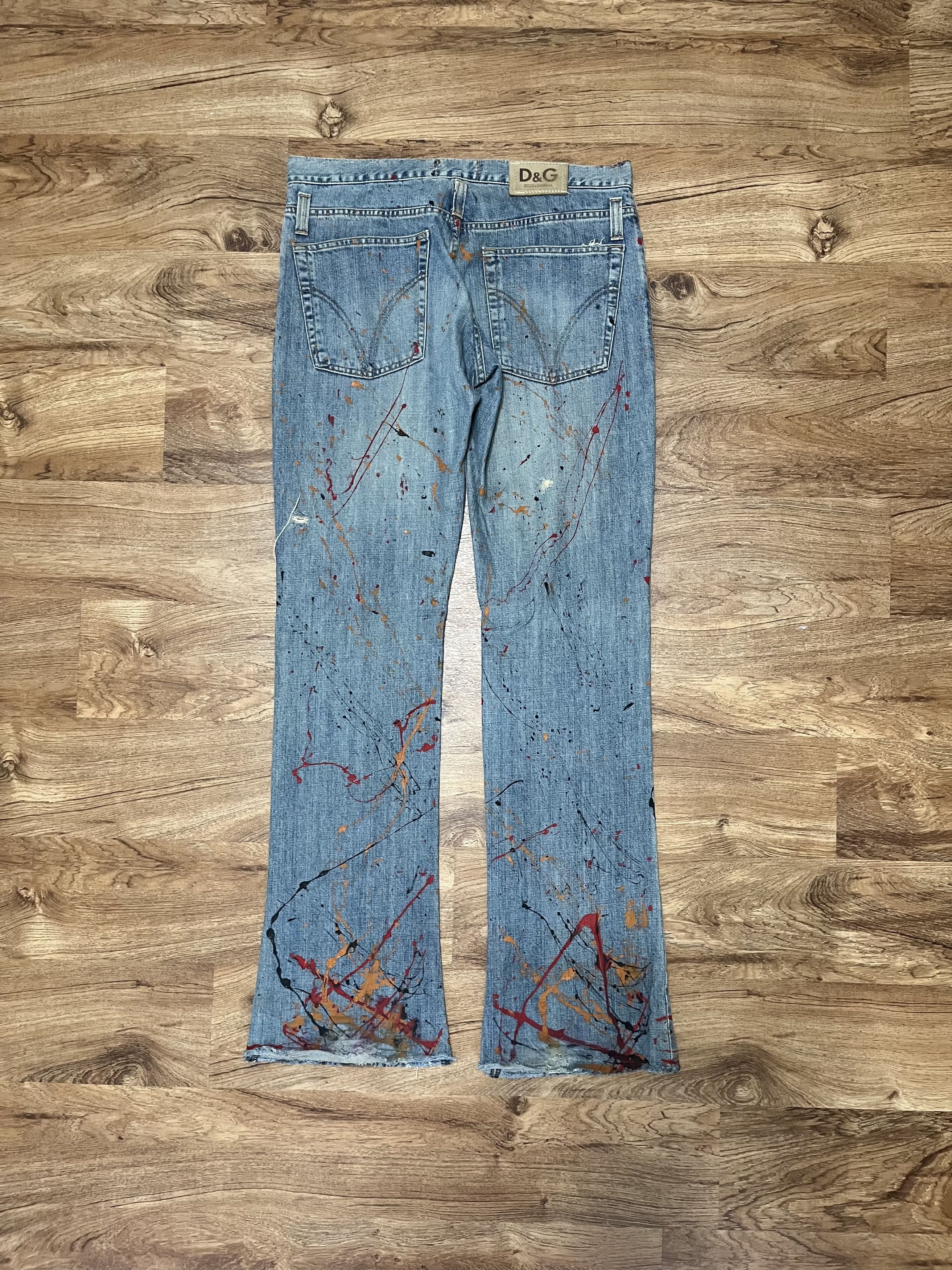 Dolce & Gabbana Vintage Dolce & Gabbana Bootcut Paint Splatter Jeans Size US 35 - 4 Thumbnail