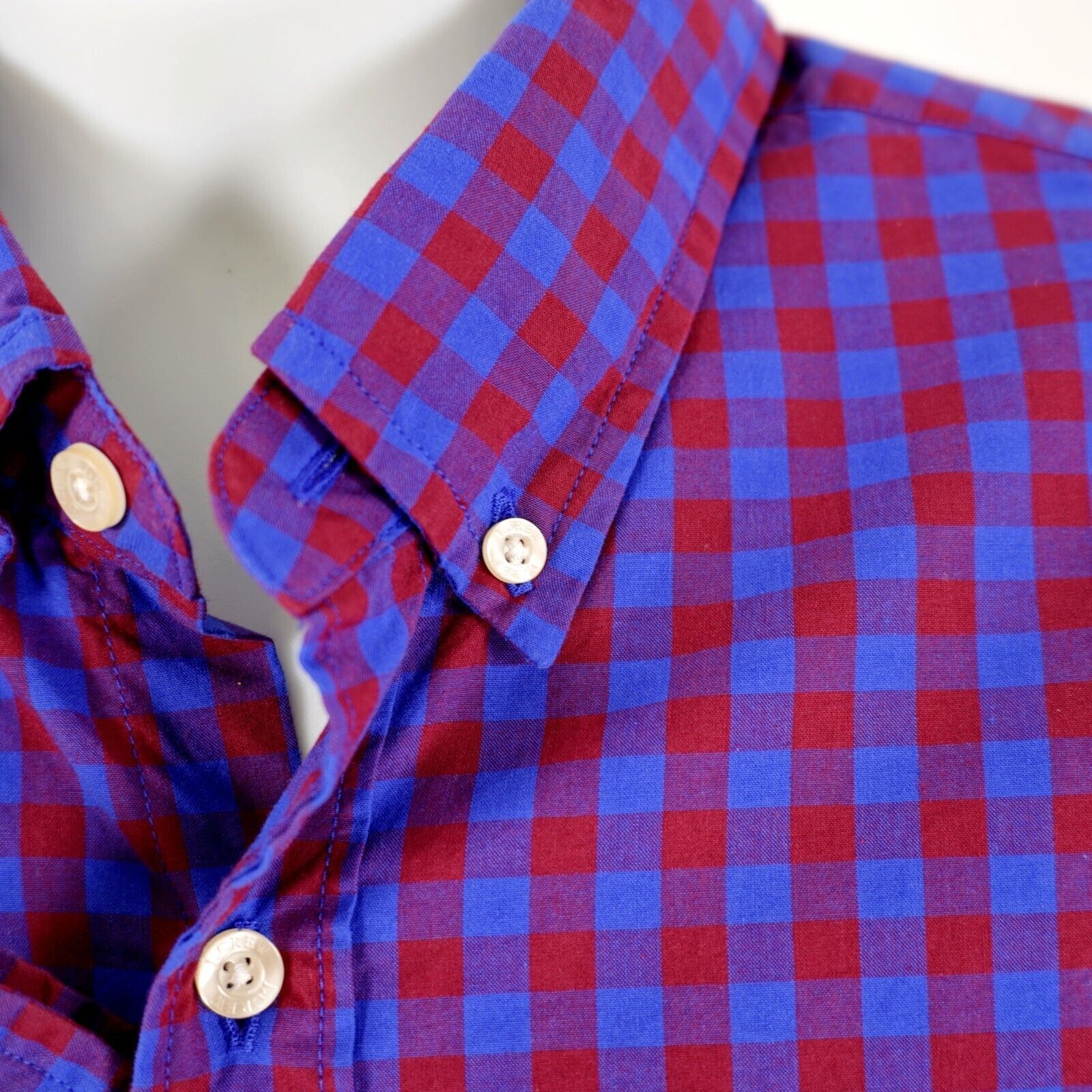 J.Crew J. Crew Large Red Blue Plaid Slim Fit Pocket Front Button Do Size US L / EU 52-54 / 3 - 3 Thumbnail