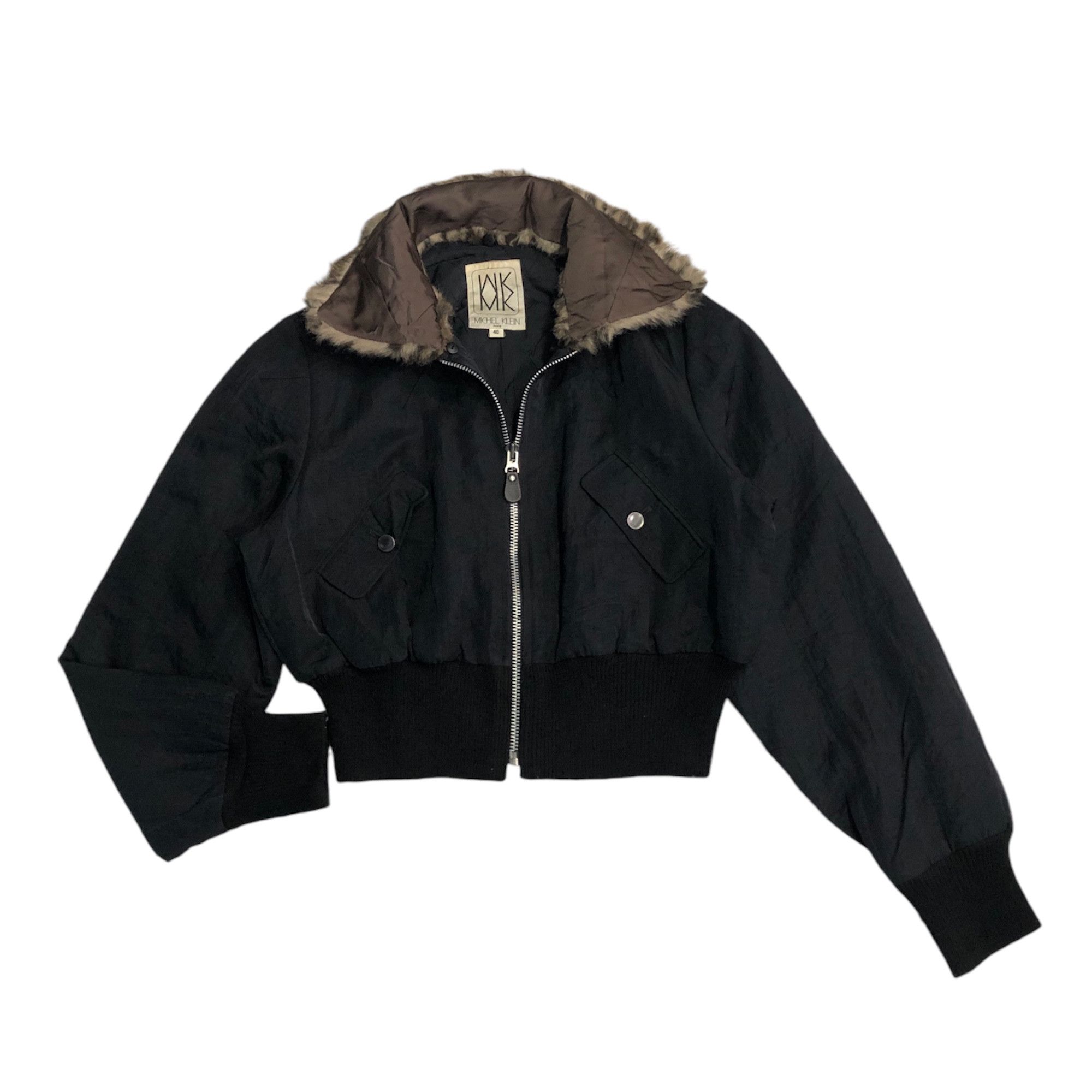 Vintage michel klein paris cropped fur bombers jacket