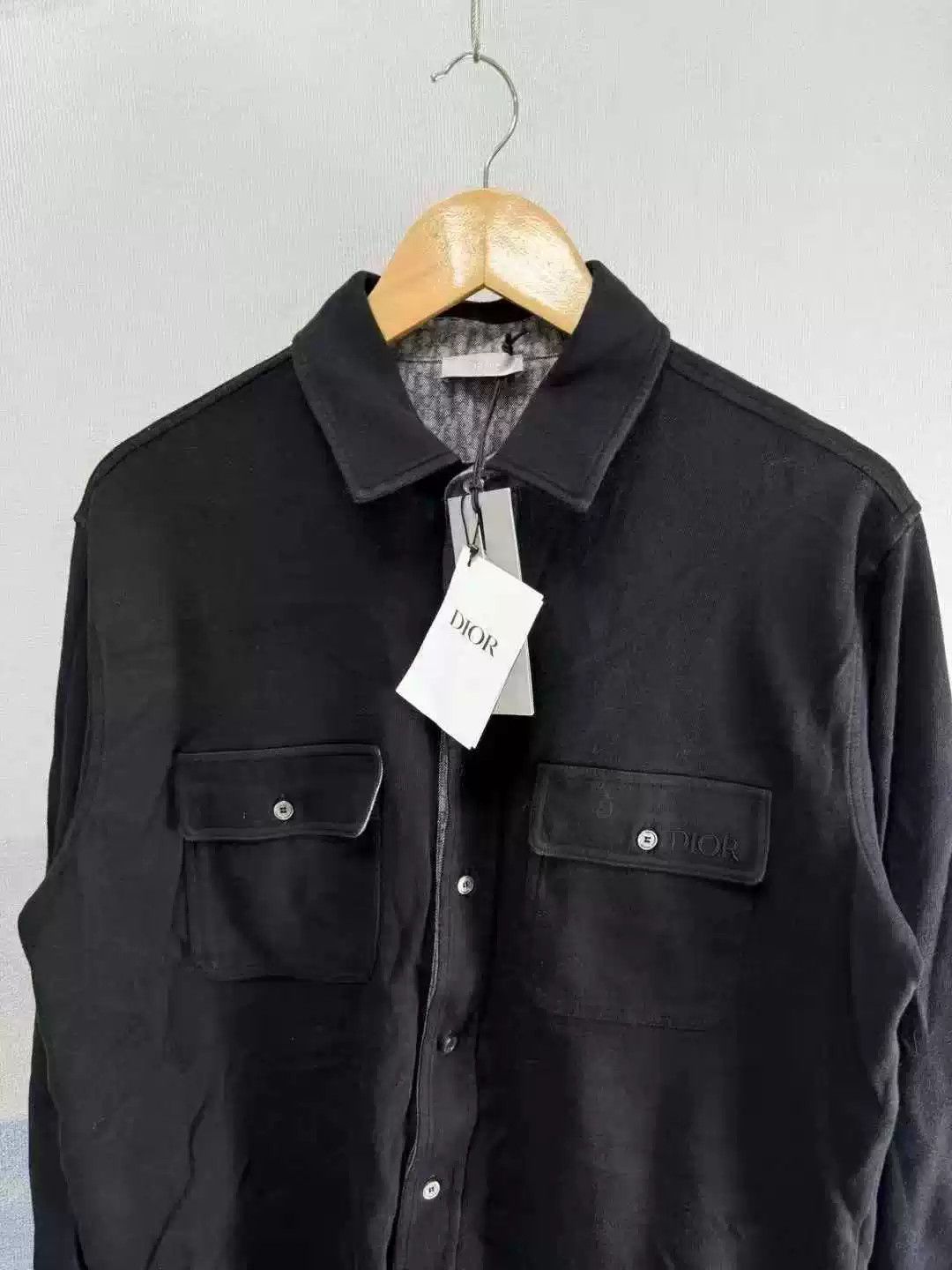 Dior black embroidered wool shirt with pockets Size US M / EU 48-50 / 2 - 2 Thumbnail