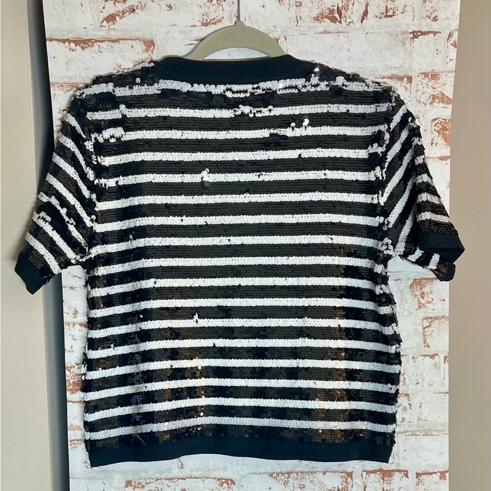 J.Crew NWT J. Crew Monochrome Sequin Stripe Top Size S / US 4 / IT 40 - 2 Thumbnail