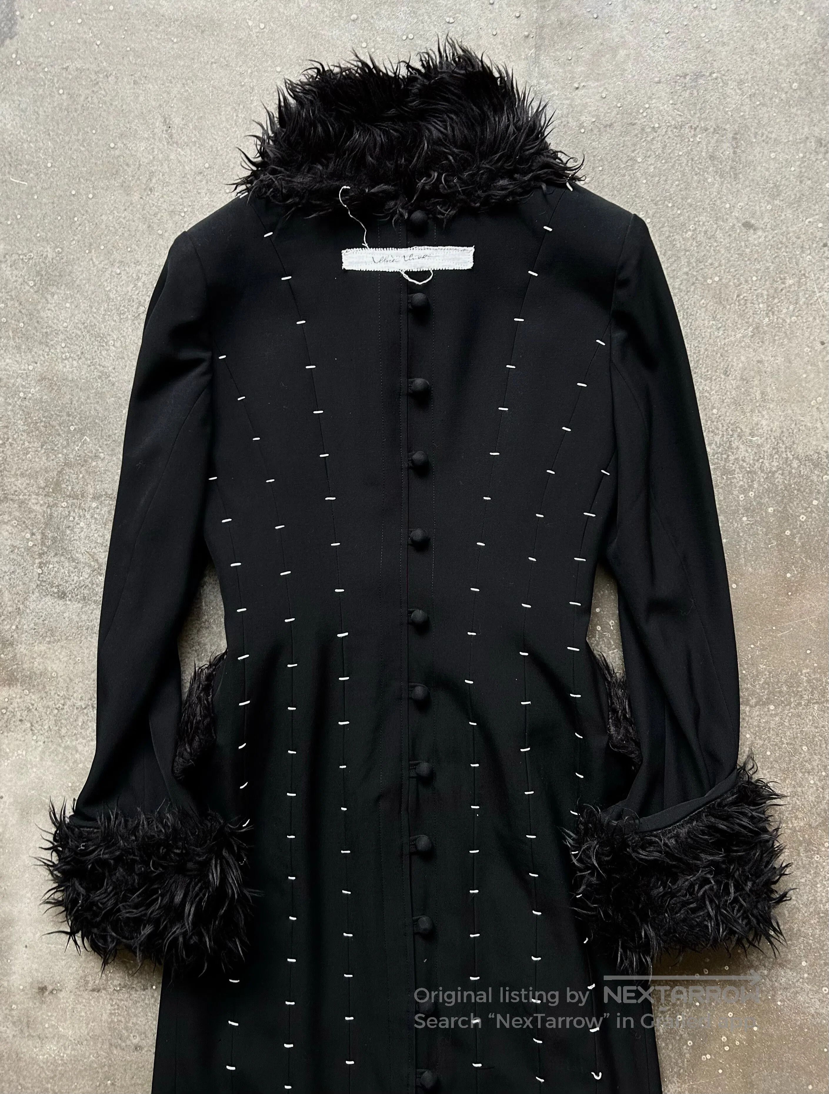 Japanese Brand black gothic wool coat with faux fur. Size M / US 6-8 / IT 42-44 - 4 Thumbnail