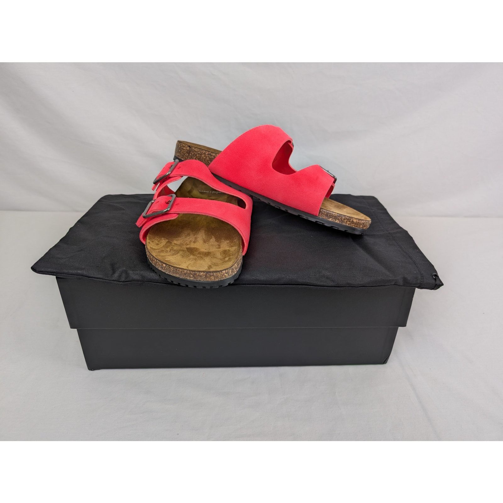 Saint Laurent Paris o1rshd1 Q:2 / Jimmy Double Buckle Slide Slipper Pink/Brown Size US 11 / EU 44 - 18 Thumbnail