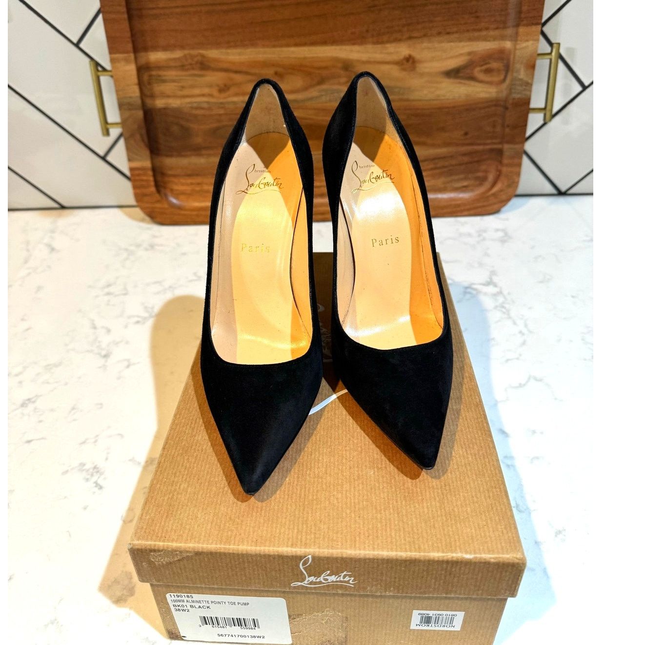 Christian Louboutin Christian Louboutin Alminette black suede 100MM pump Size US 7.5 / IT 37.5 - 2 Thumbnail