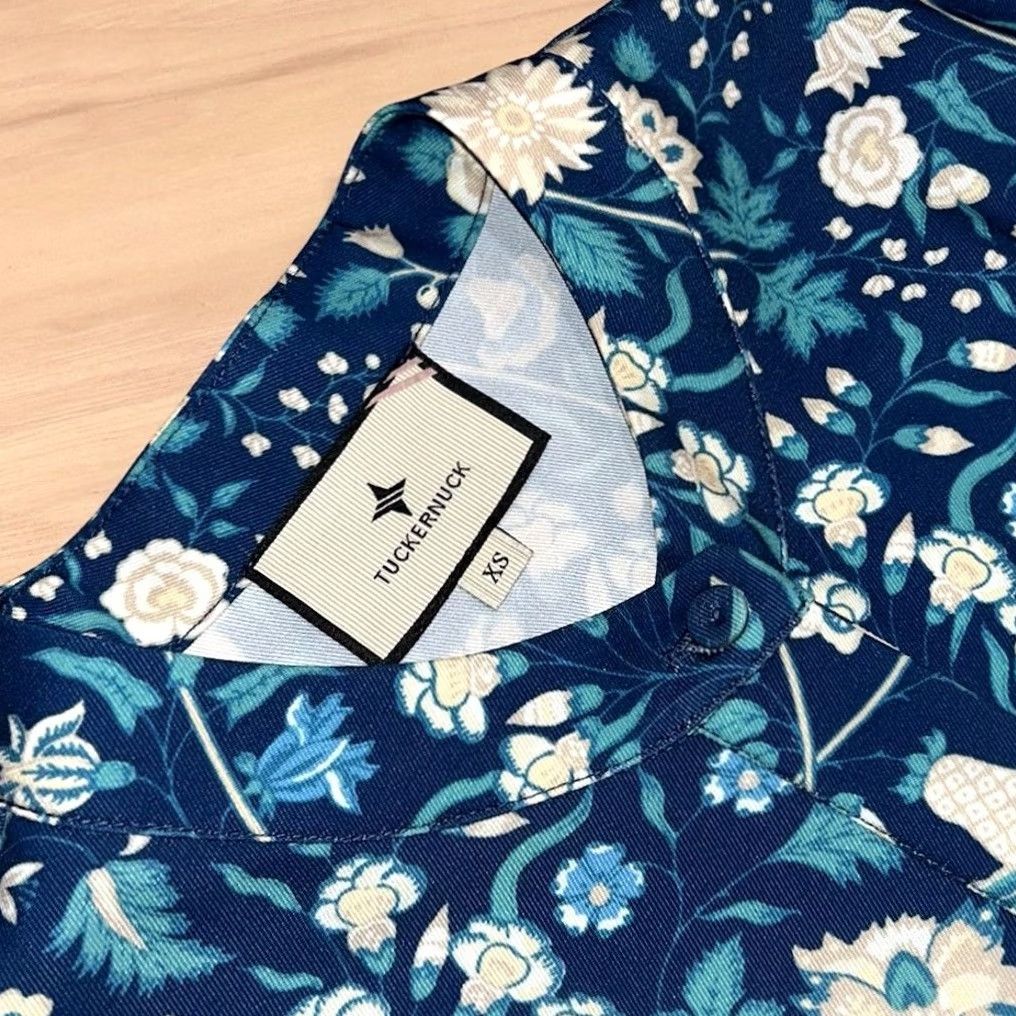 Vintage Tuckernuck Shirt Dress Floral Long Sleeve Women’s XS Blue A-Line Cardigan? Size XS / US 0-2 / IT 36-38 - 4 Thumbnail