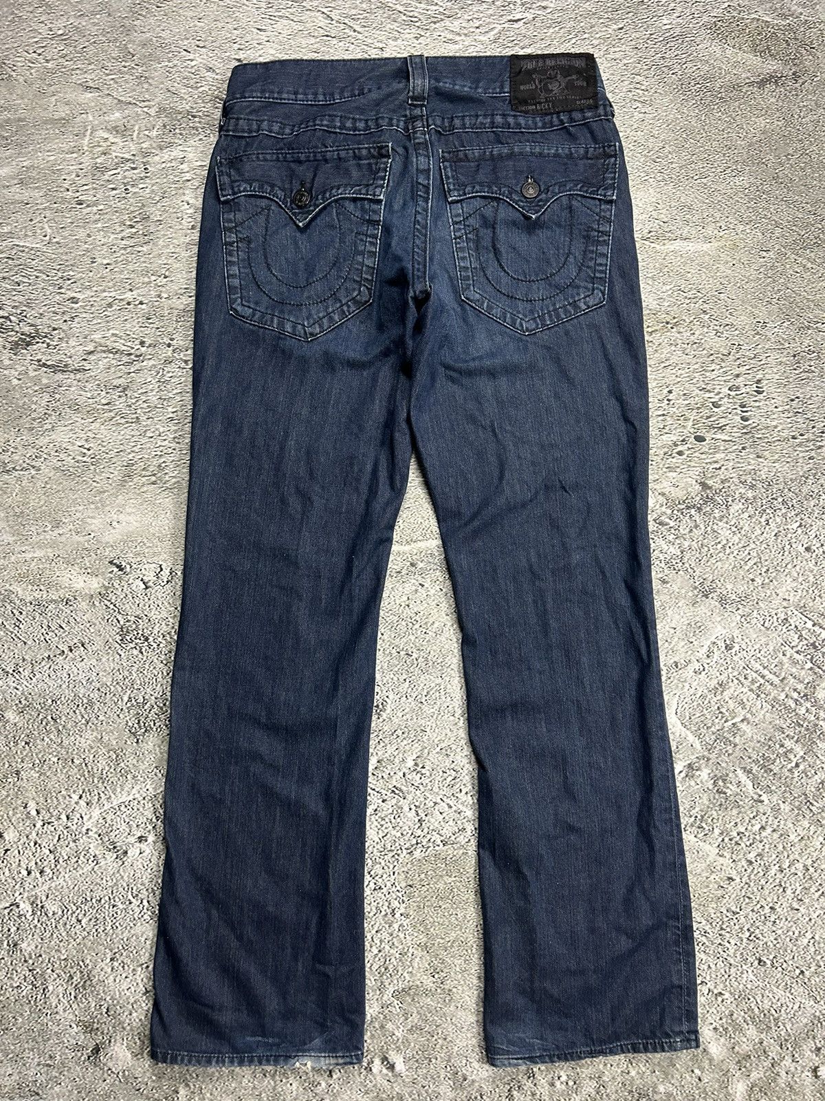 image of Made In USA x True Religion Vintage Jeans Navy Thick Stitching Orange Y2K, Men's (Size 33)