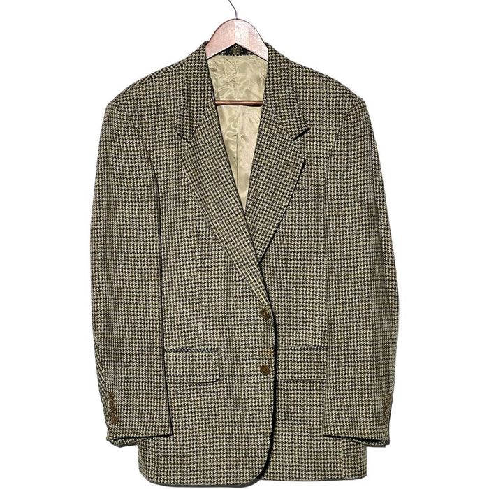 Stafford Stafford Tan Houndstooth Tweed Worsted Wool Blazer Coat 40 R ...