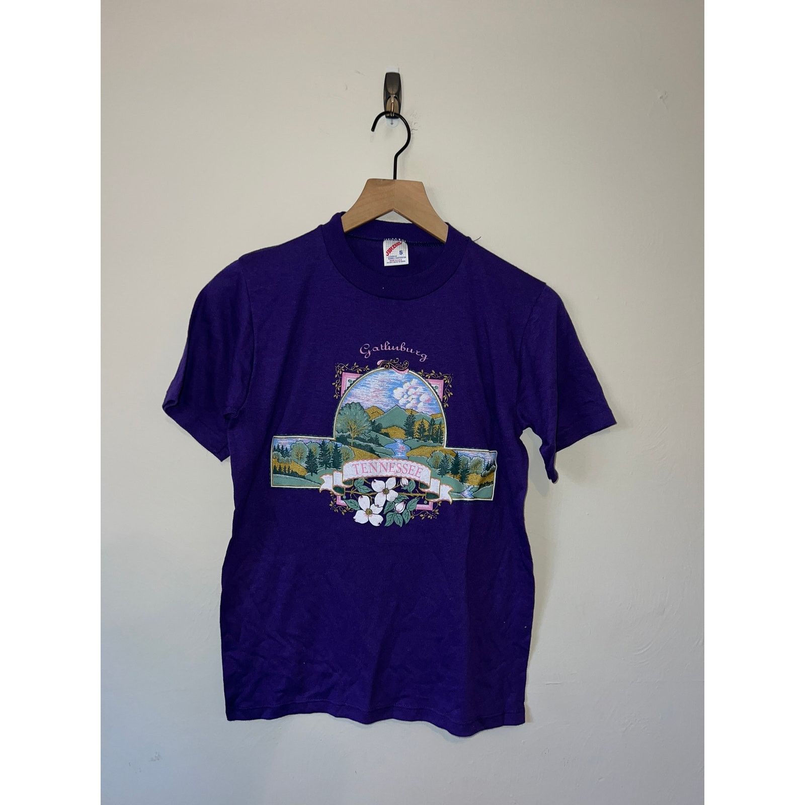 Jerzees Vintage Tennessee Shirt Gatlinburg Purple Graphic Tee 90s S Size US S / EU 44-46 / 1 - 1 Thumbnail