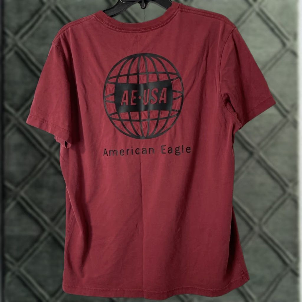 American Eagle Outfitters VINTAGE American Eagle Mens T Shirt Globe Red Size M Short Sleeve Crew Neck Regular Fit Size US M / EU 48-50 / 2 - 1 Thumbnail