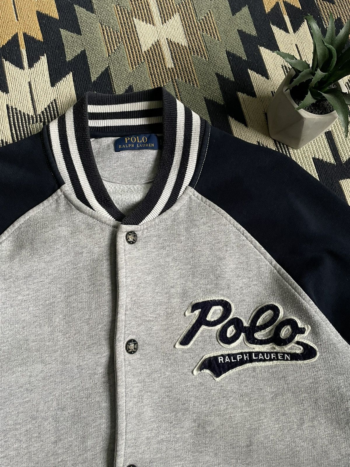 Vintage Vintage Polo Ralph Lauren Sript Y2K Varsity Bomber Jacket Size US L / EU 52-54 / 3 - 6 Thumbnail