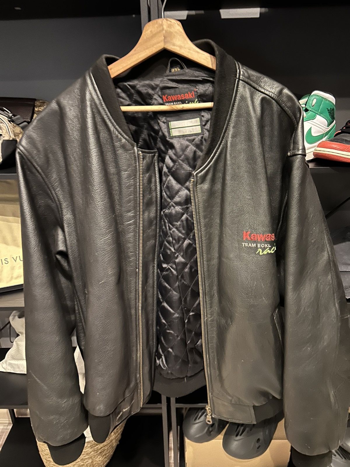 Vintage Vintage jacket leather kawasaki Size US L / EU 52-54 / 3 - 1 Thumbnail