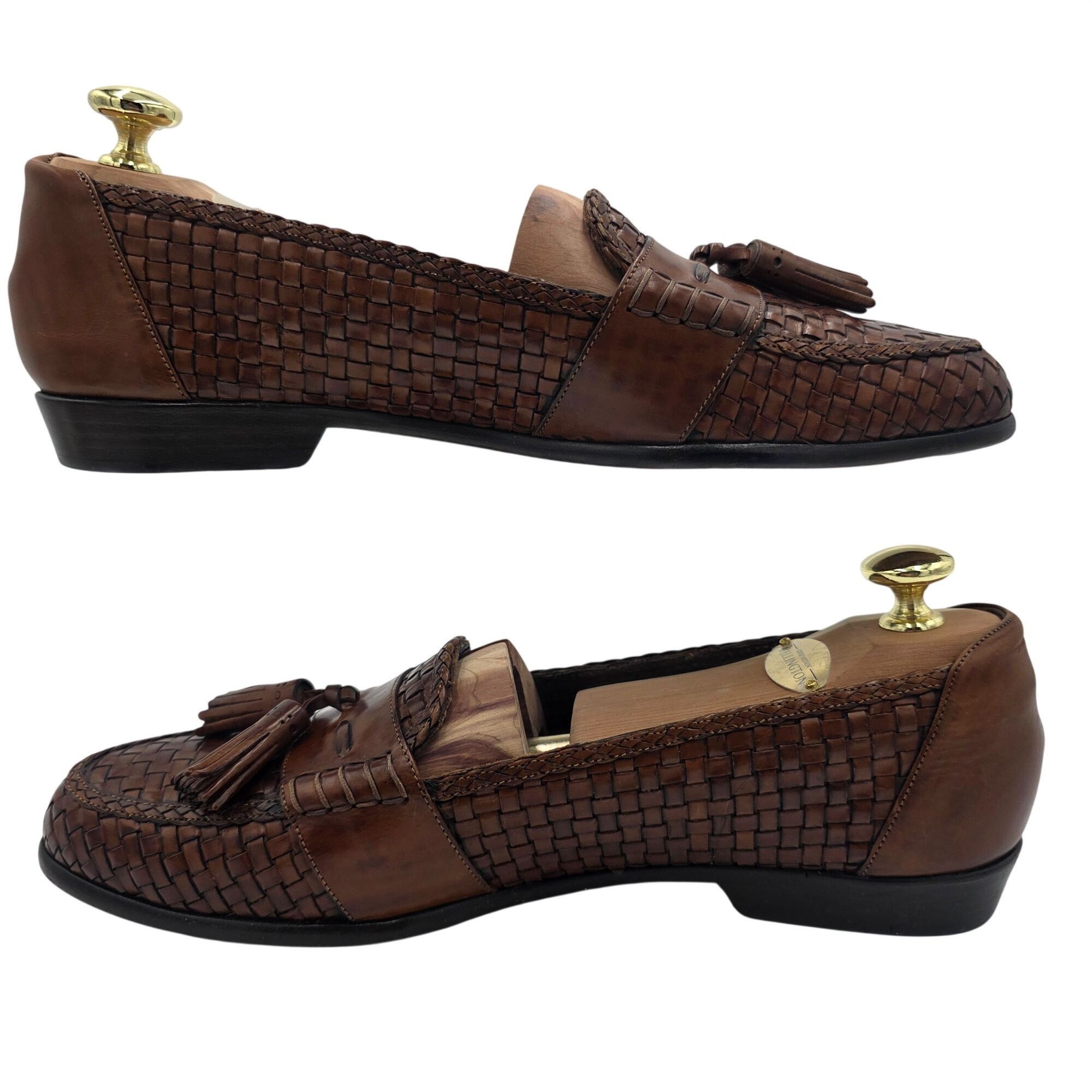 Bragano Vintage Bragano Cole Haan Brown Leather Woven Tassel Loafers Size US 9 / EU 42 - 9 Thumbnail
