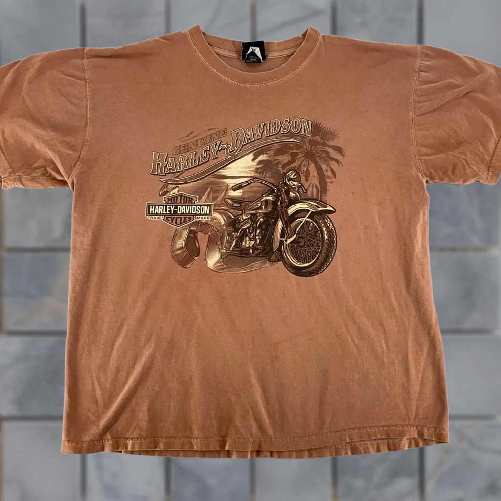 Harley Davidson Harley-Davidson T-Shirt Mens L Brown Short Sleeve Crew Neck Graphic Print Raleigh NC Motorcycle Vintage Biker 90s Size US L / EU 52-54 / 3 - 1 Thumbnail