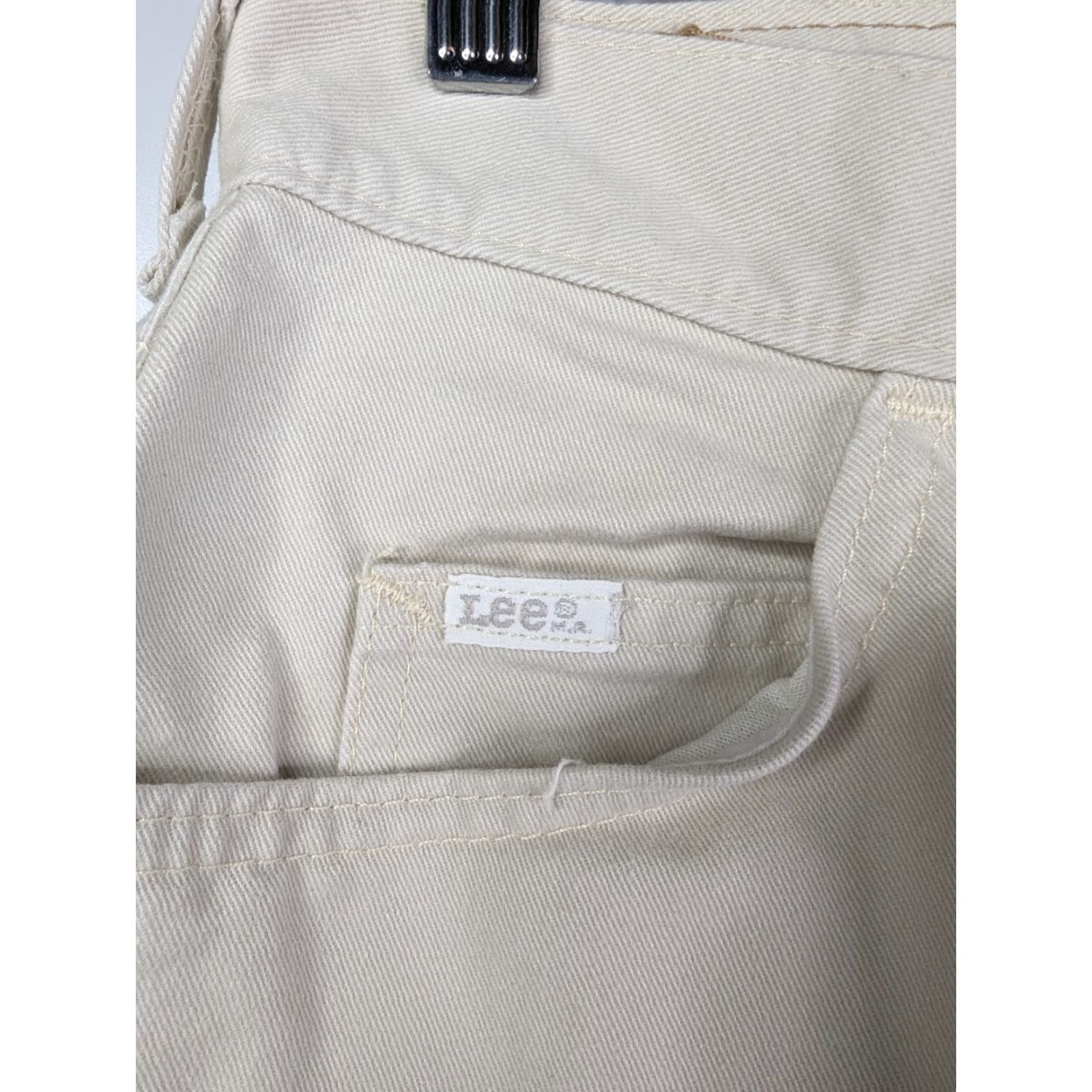 Lee VINTAGE Lee Pants Khakis Women Beige 12 High Rise Flat Front Tapered Cotton Denim Union Made Size 34" / US 12 / IT 48 - 3 Thumbnail