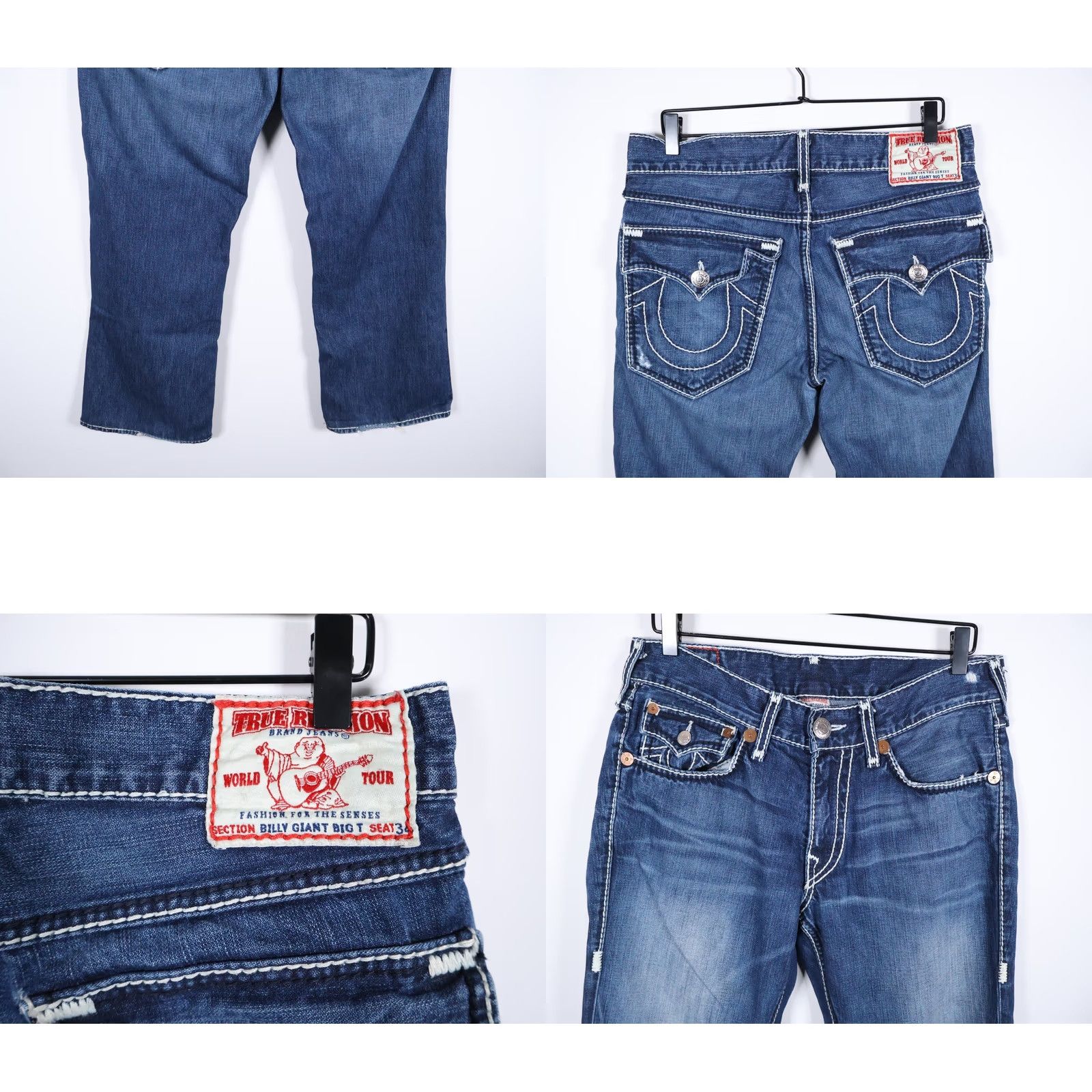 True Religion VINTAGE True Religion Jeans Men's Boot Cut Billy Giant Big T Flap Pockets 33 x 27 90s Size US 33 - 9 Thumbnail