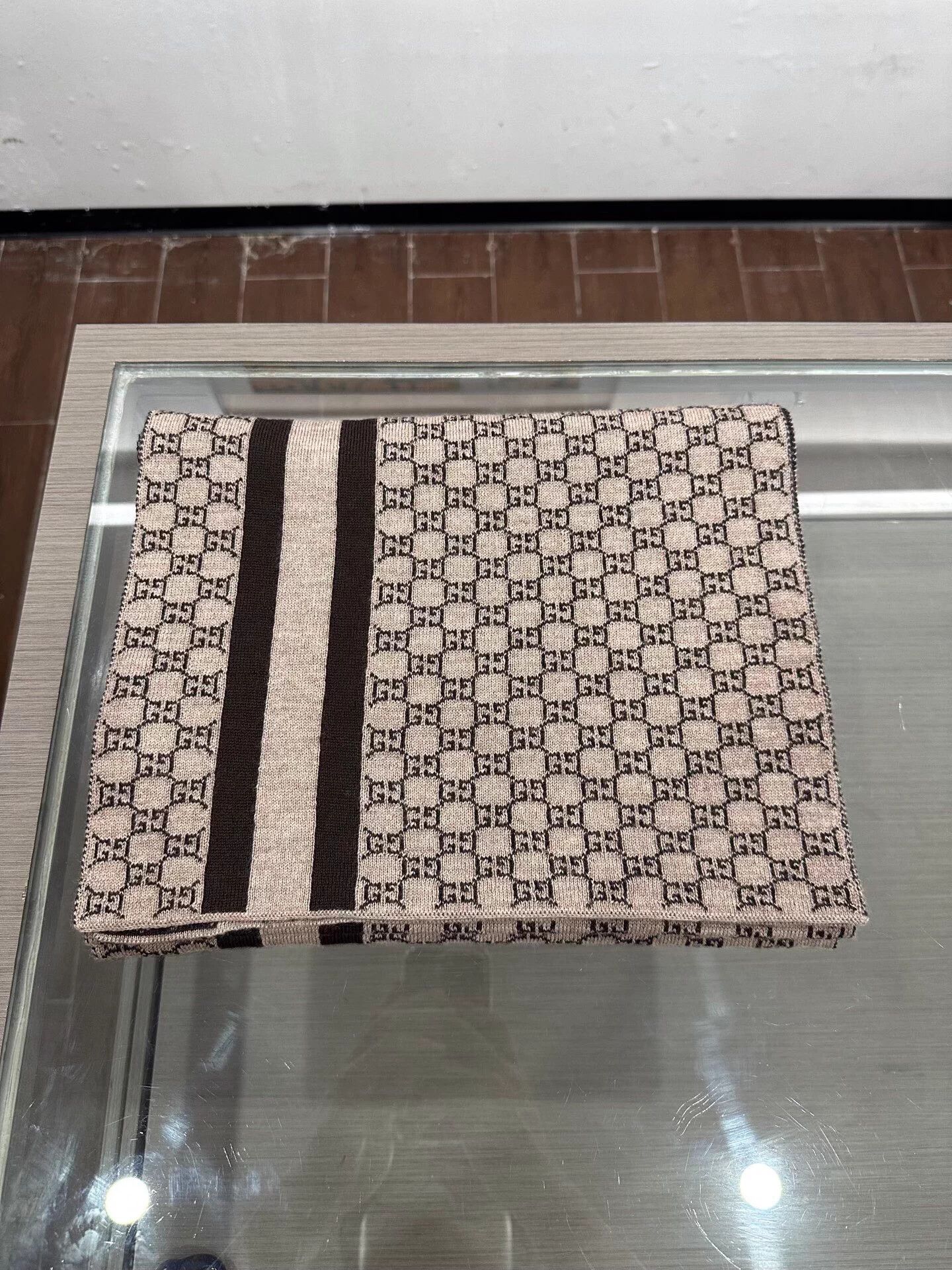 Gucci Gucci Brown Black GG Logo Wool Scarf 30x200cm New Size ONE SIZE - 2 Thumbnail