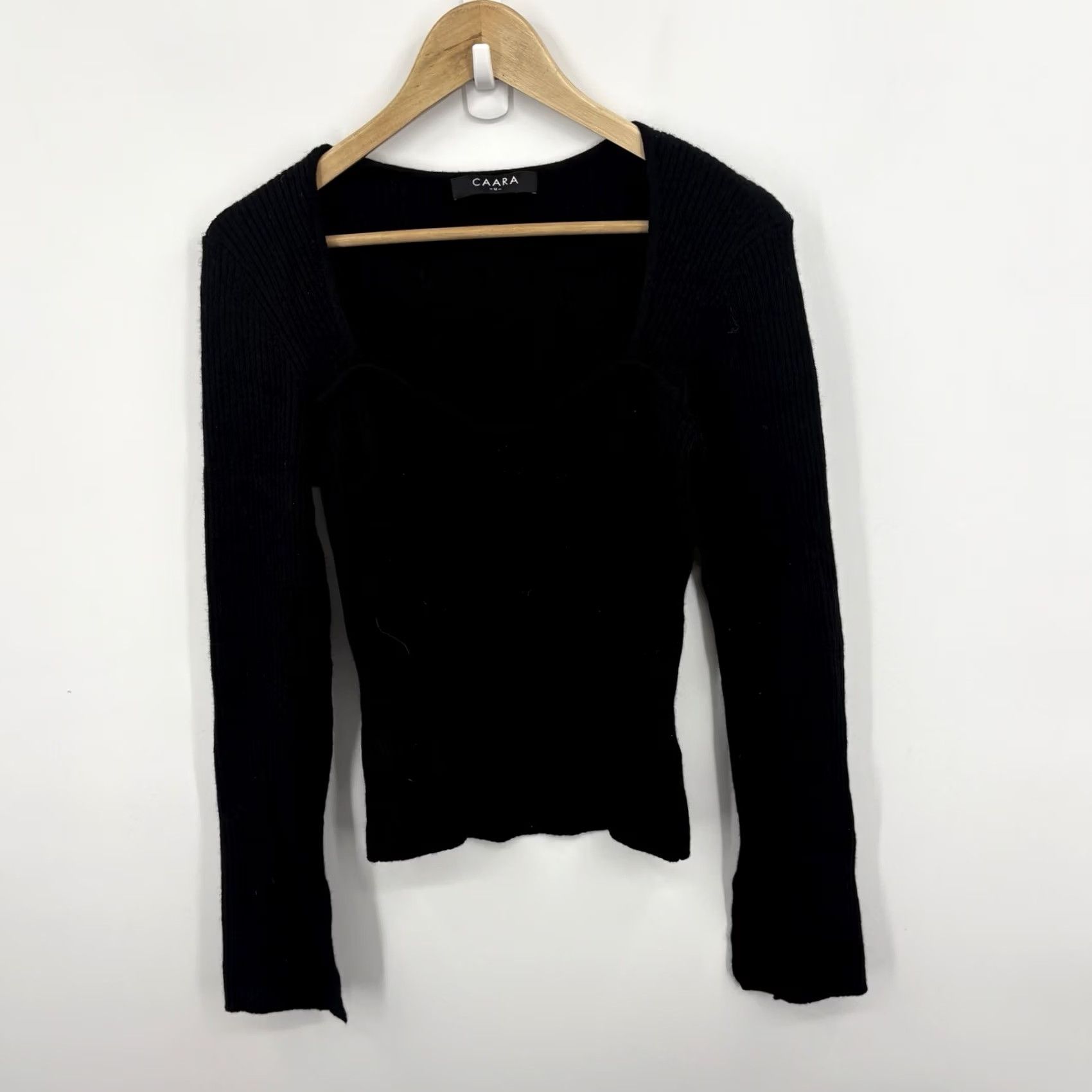 Vintage Caara Cashmere Sweater Women M Sweetheart Ribbed Quiet Luxury Soft Parisian Pullover Knit Black Long Sleeve Flared Sleeve Wool Blend Classic Preppy Size M / US 6-8 / IT 42-44 - 3 Thumbnail