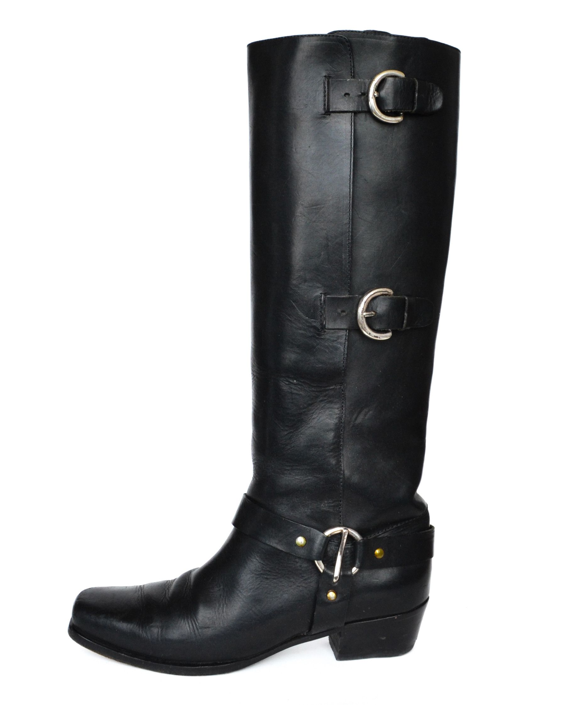 Miu Miu MIU MIU Boots Biker Tall Belt Leather Black Vintage PRADA Size US 8 / IT 38 - 1 Thumbnail