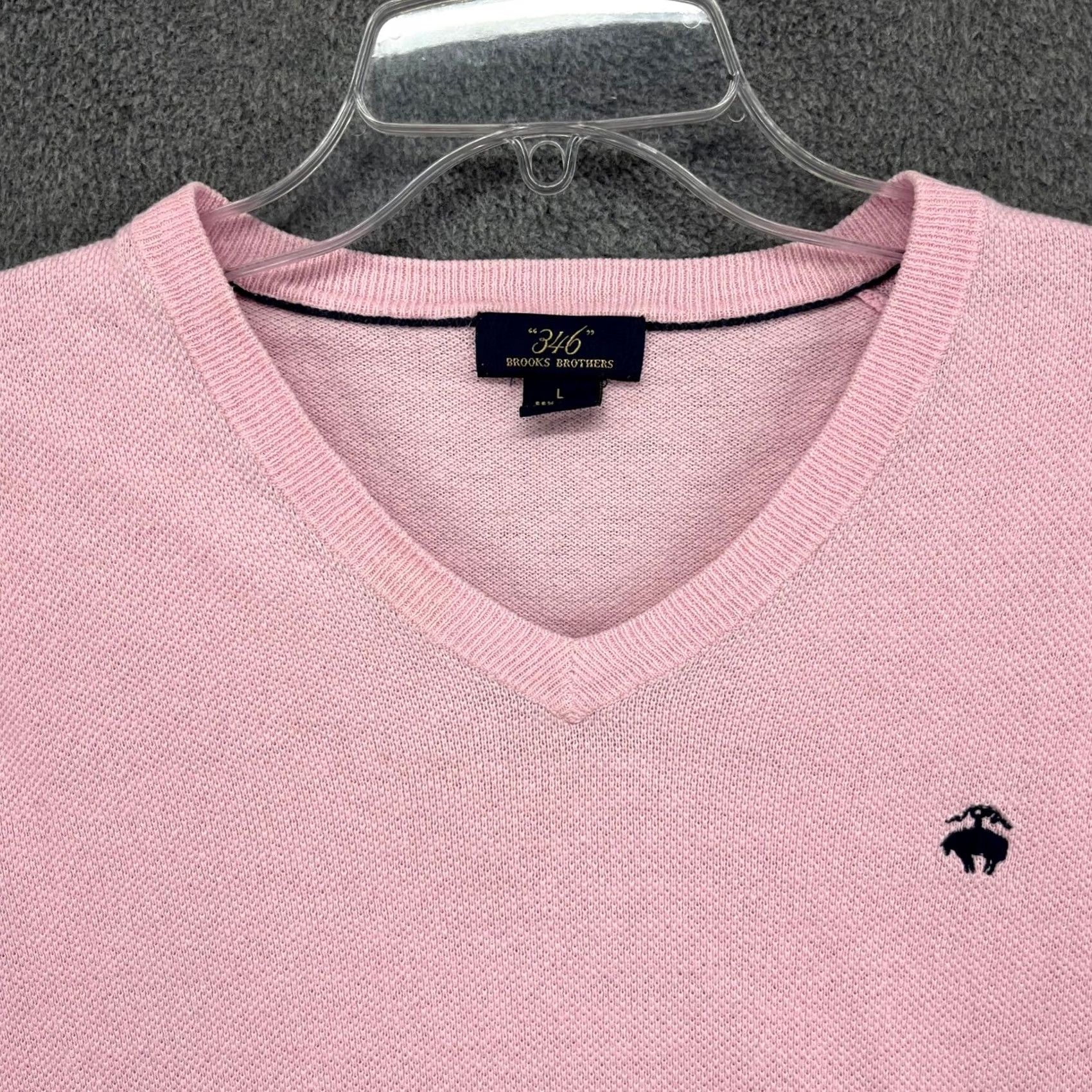 Brooks Brothers Brooks Brothers 346 Pink V Neck Sweater Knit Top Mens L Linen Cotton Preppy Golf Size US L / EU 52-54 / 3 - 3 Thumbnail