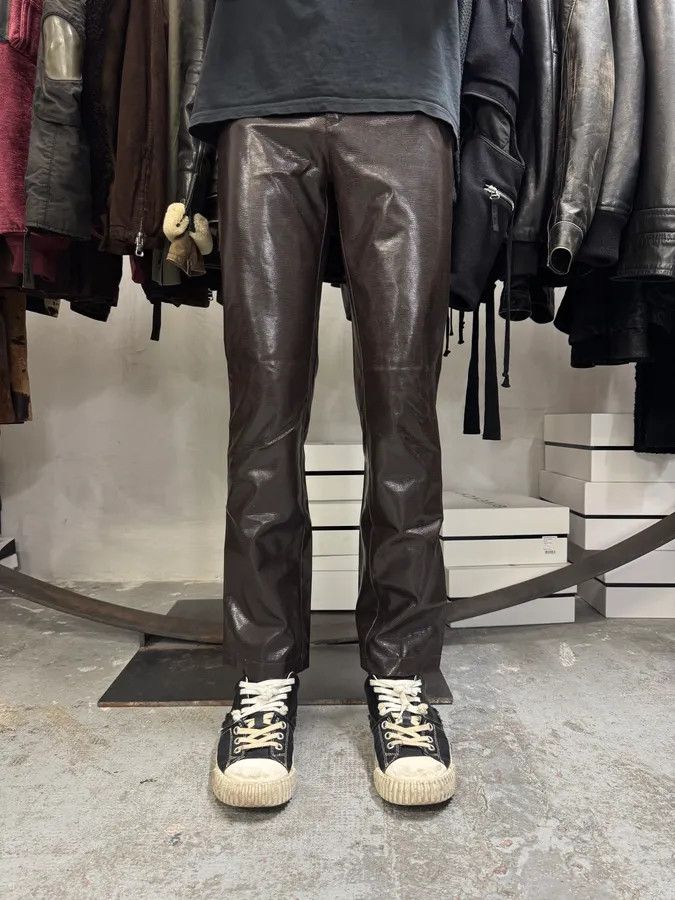 Designer × Moschino × Vintage 2000s Moschino Brown Snake Effect Pants Size US 28 / EU 44 - 2 Thumbnail