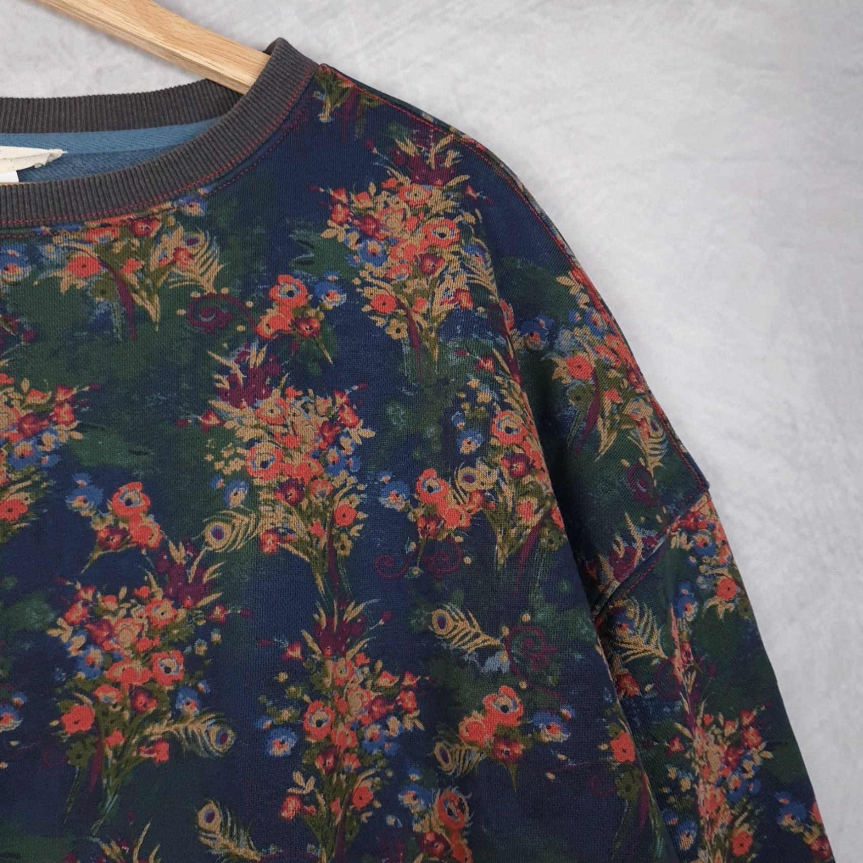 Vintage Natural Life Sweatshirt Womens S/M Navy Floral Oversized Boho Crewneck Pullover Size S / US 4 / IT 40 - 5 Thumbnail
