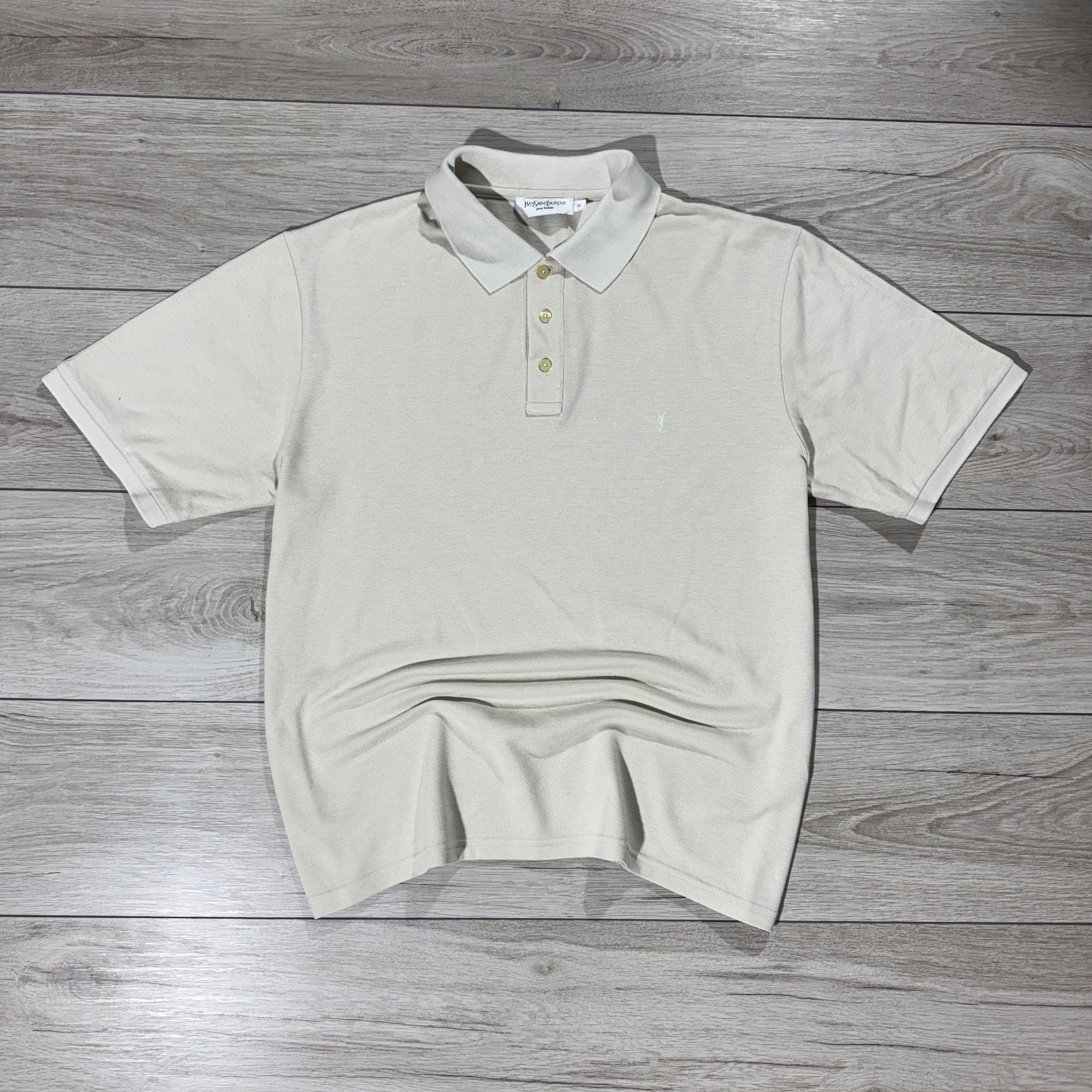 Yves Saint Laurent Vintage Yves Saint Laurent YSL Beige Pique Polo Shirt Size US XL / EU 56 / 4 - 1 Thumbnail