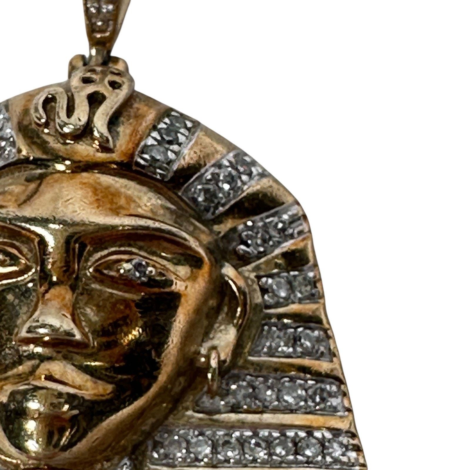 Other Joe Rodeo 10K Gold Pharaoh Diamond Pendant 30” Franco Chain Size 30 - 6 Thumbnail