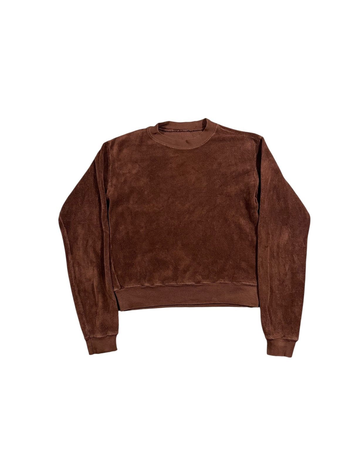 Vintage Vintage 60s Brown Velour Sweatshirt Size S / US 4 / IT 40 - 1 Thumbnail