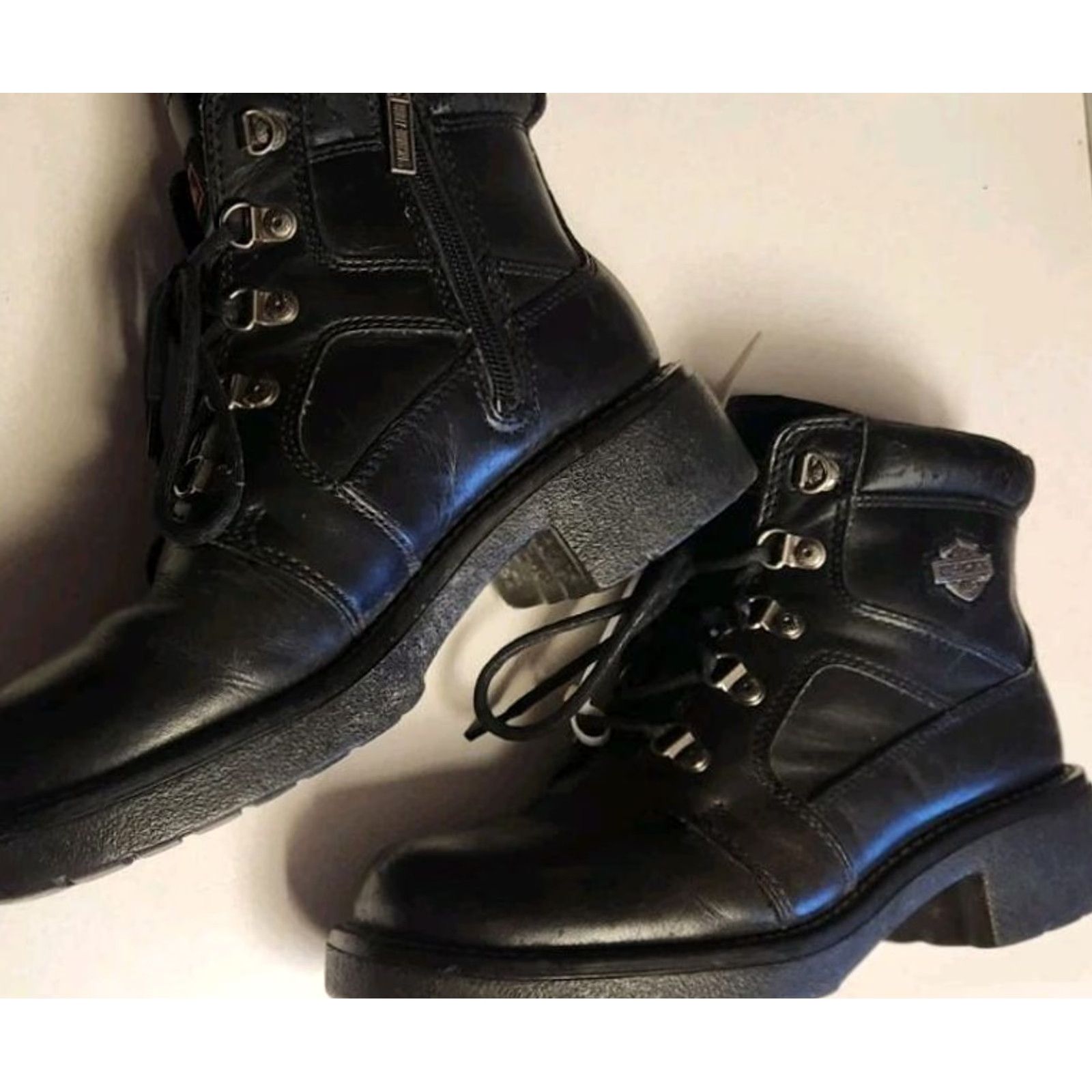 Harley Davidson Harley Davidson Womens 8 Express Lane Black Leather Biker Zip Ankle Boots 84008 Size US 8 / IT 38 - 6 Thumbnail