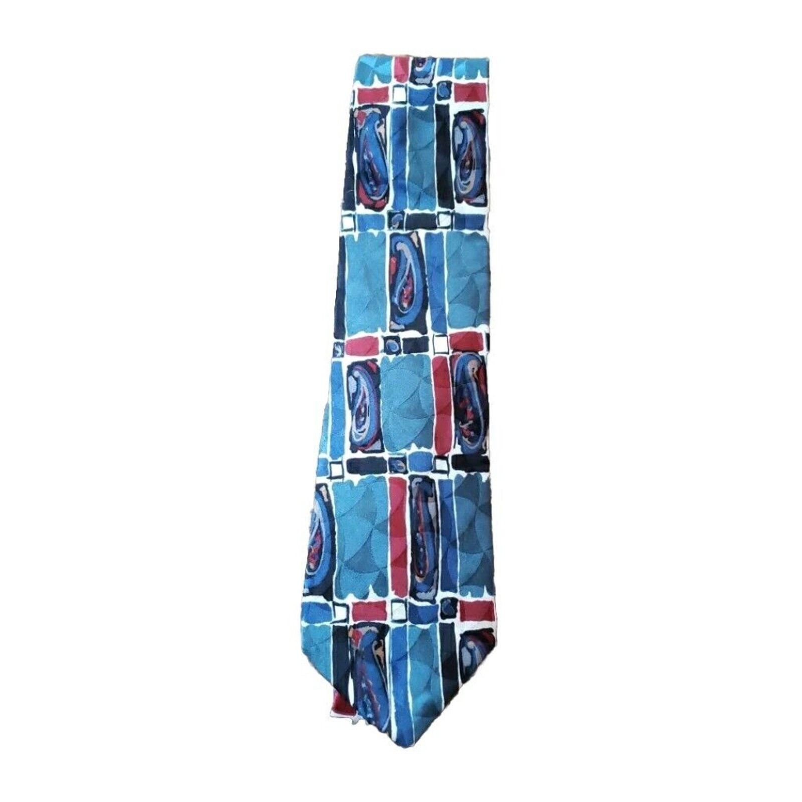 Anne Klein Anne Klein Men's Vintage Tie 58" x 4" Blue/Burgundy/Gray Size ONE SIZE - 1 Thumbnail