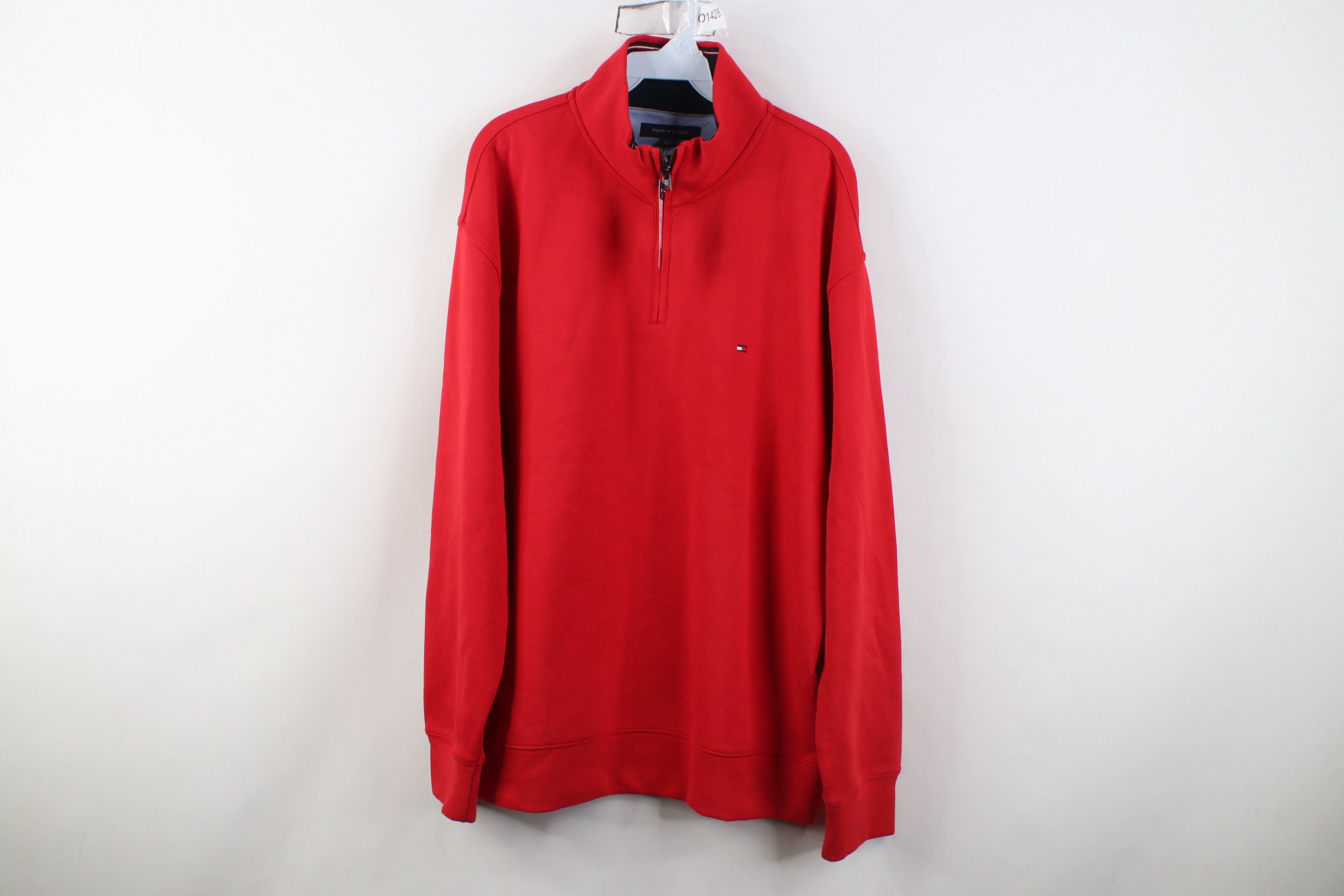 Tommy Hilfiger Deadstock Y2K Tommy Hilfiger Cotton Knit 1/4 Zip Sweater Red Size US L / EU 52-54 / 3 - 1 Thumbnail