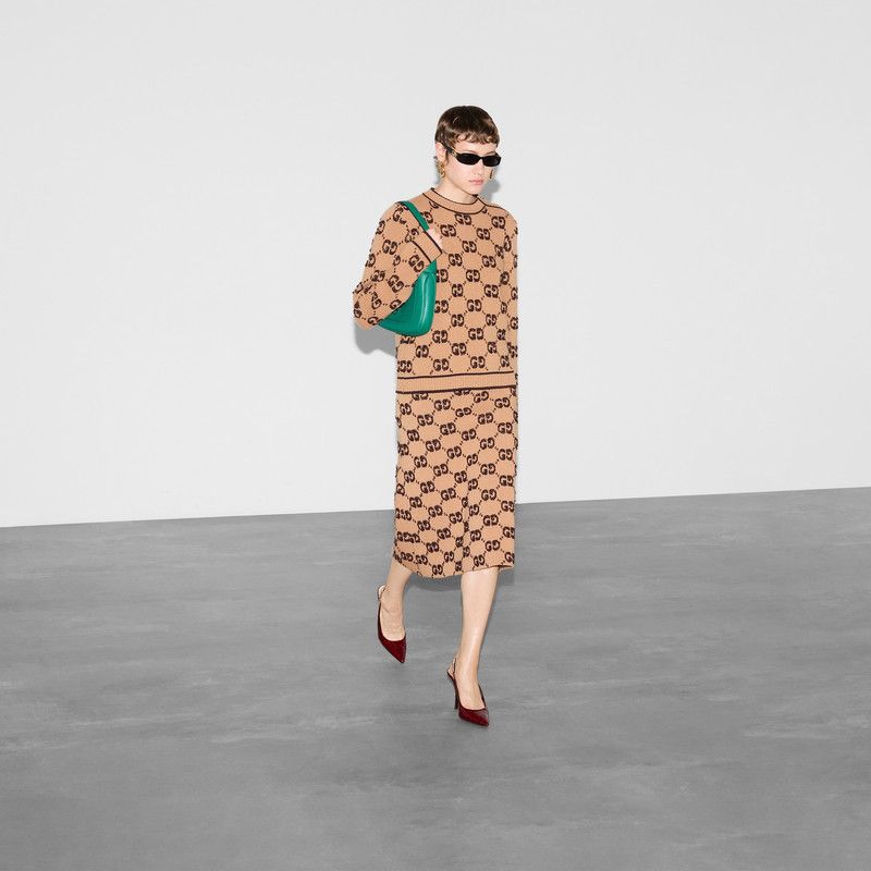 Gucci o1la5ras0526 GG Wool Bouclé Jacquard Skirt in Camel Size 32" / US 10 / IT 46 - 5 Thumbnail