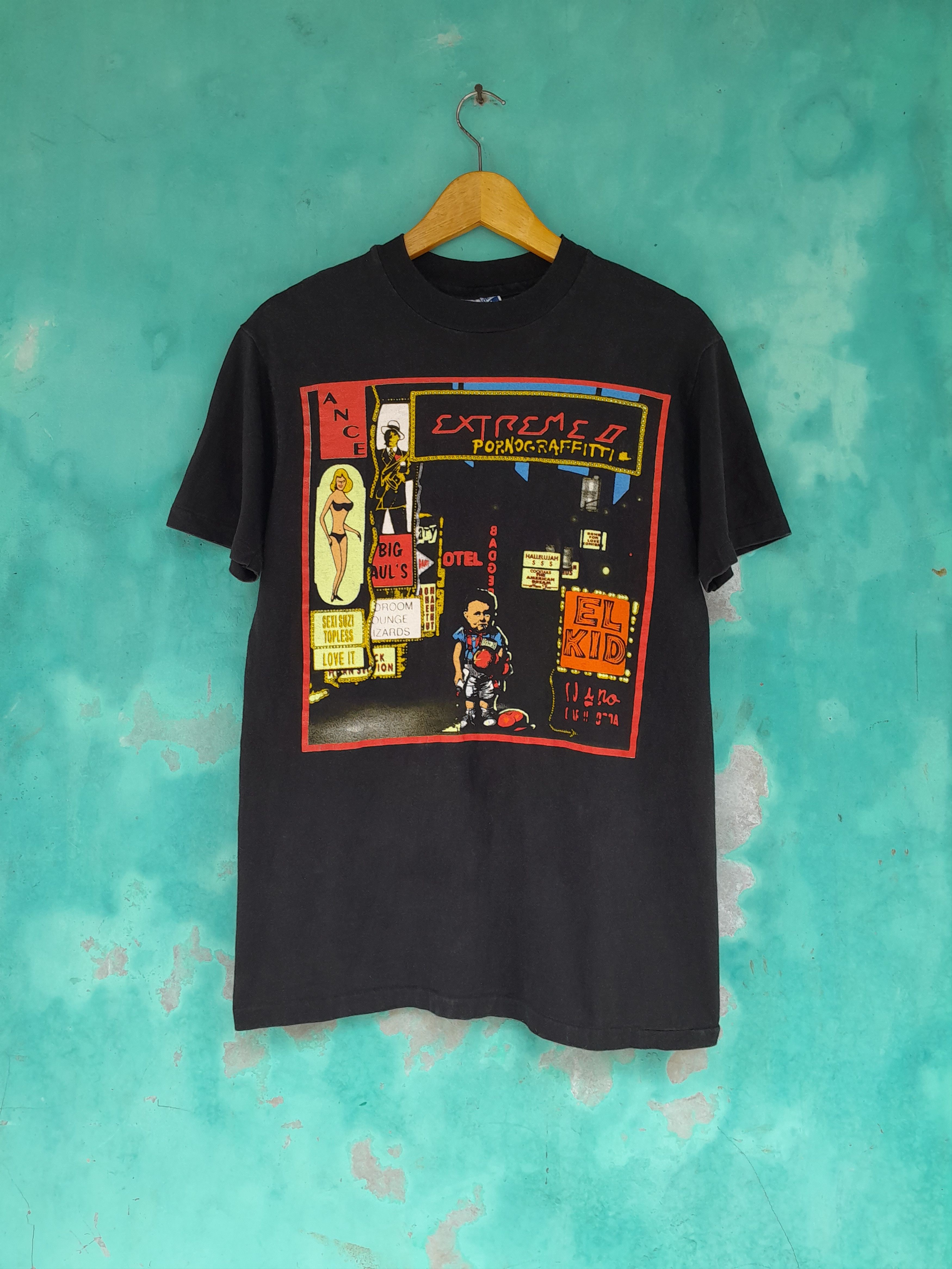 image of Band Tees x Rock T Shirt Vintage 90's Extreme Band Pornograffitti Album T-Shirt in Black (Size Medi