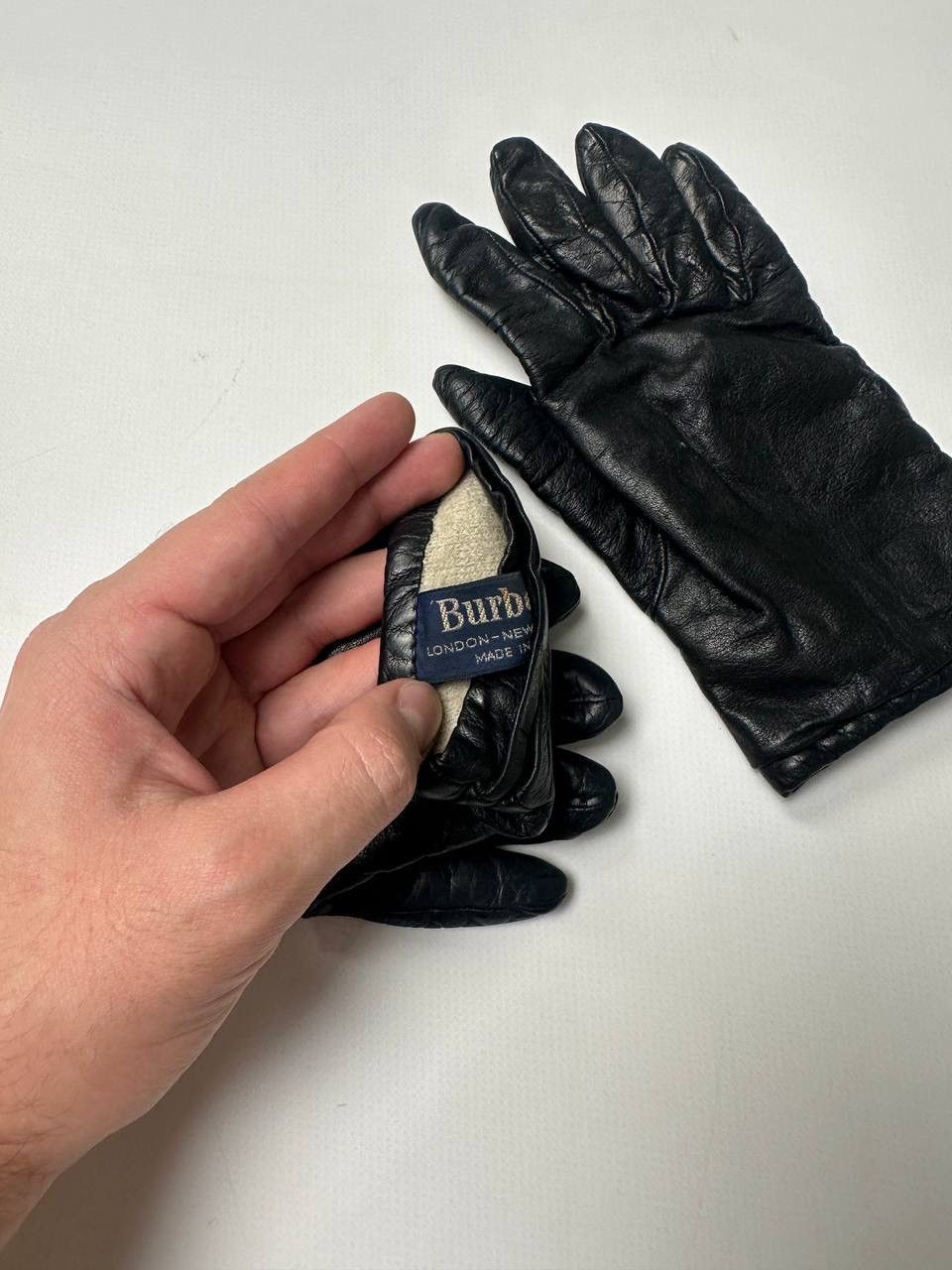 Burberry 90s Burberrys Vintage Rare Leather Womens Gloves Size ONE SIZE - 4 Thumbnail