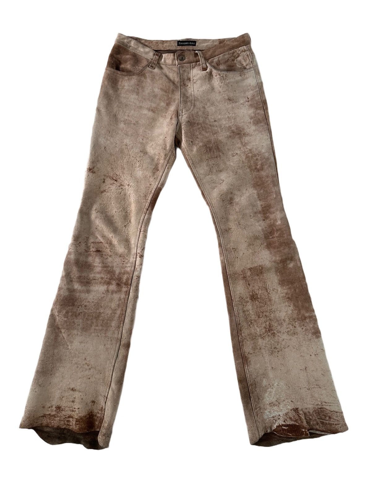 Yasuyuki Ishii YASUYUKI ISHII LEATHER COWHIDE FLARED PANTS Size US 31 - 2 Thumbnail