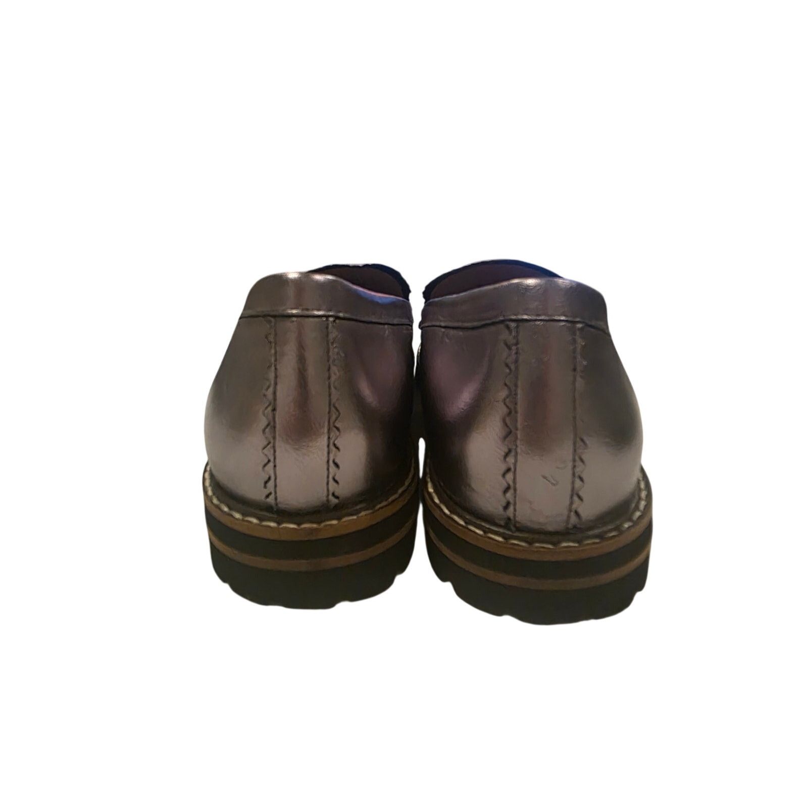 Globe-Trotter Trotters Metallic Pewter Lug Sole Loafers Womens 8 Size US 8 / IT 38 - 5 Thumbnail
