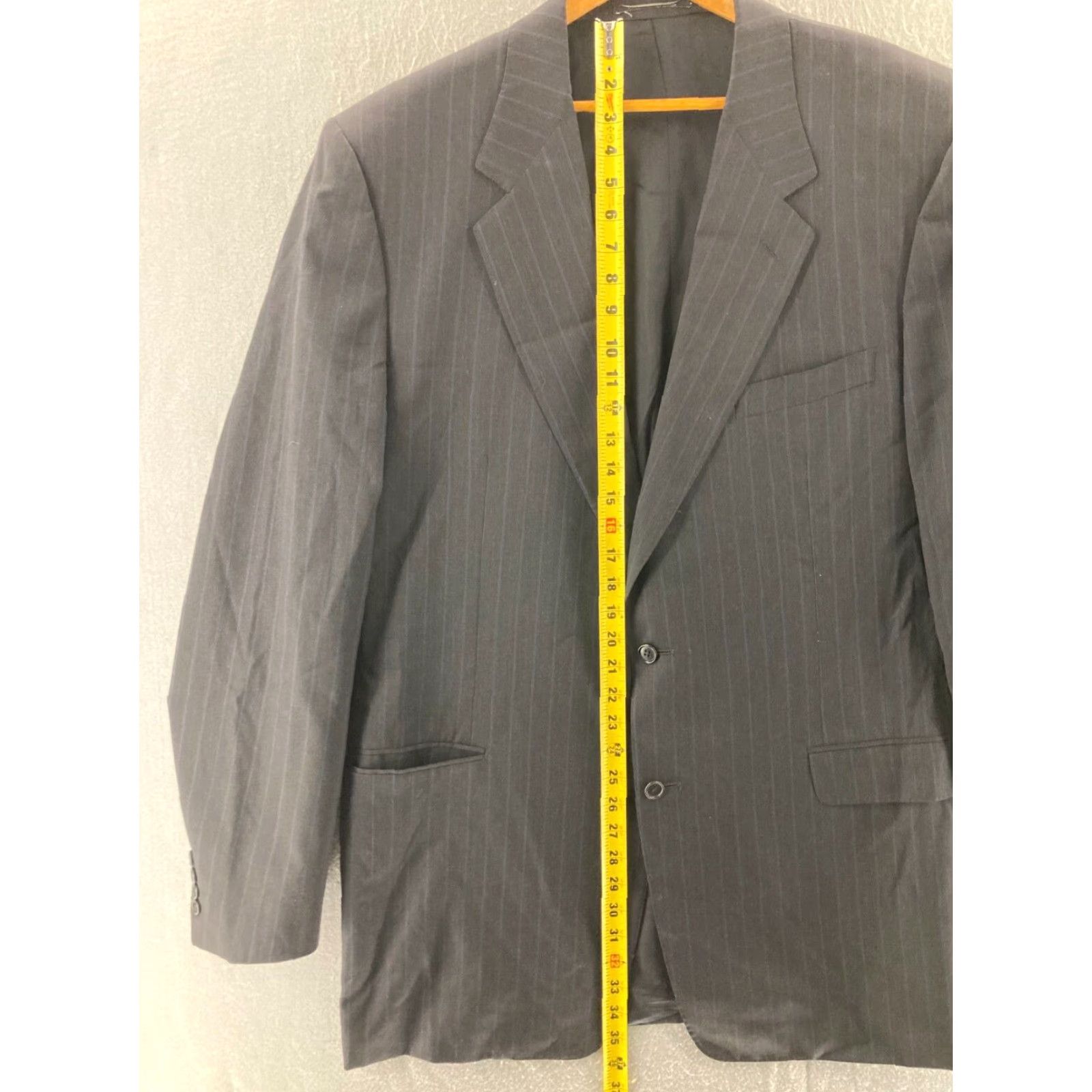 Canali Canali Suit Jacket Mens 46 XL Black Striped Wool Three-Button Extra Long Classic Size 46R - 3 Thumbnail