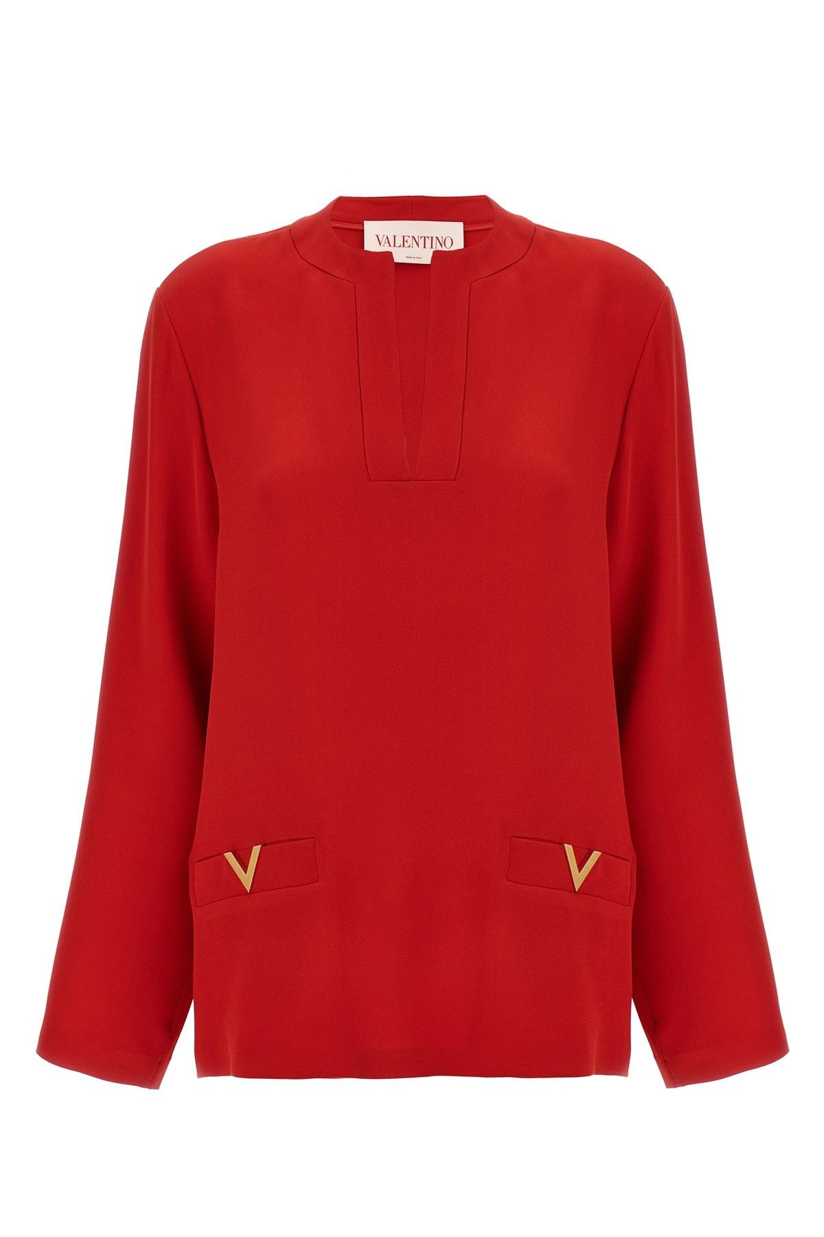 image of Valentino Garavani Valentino 'v Gold' Blouse in Red, Women's (Size XS)