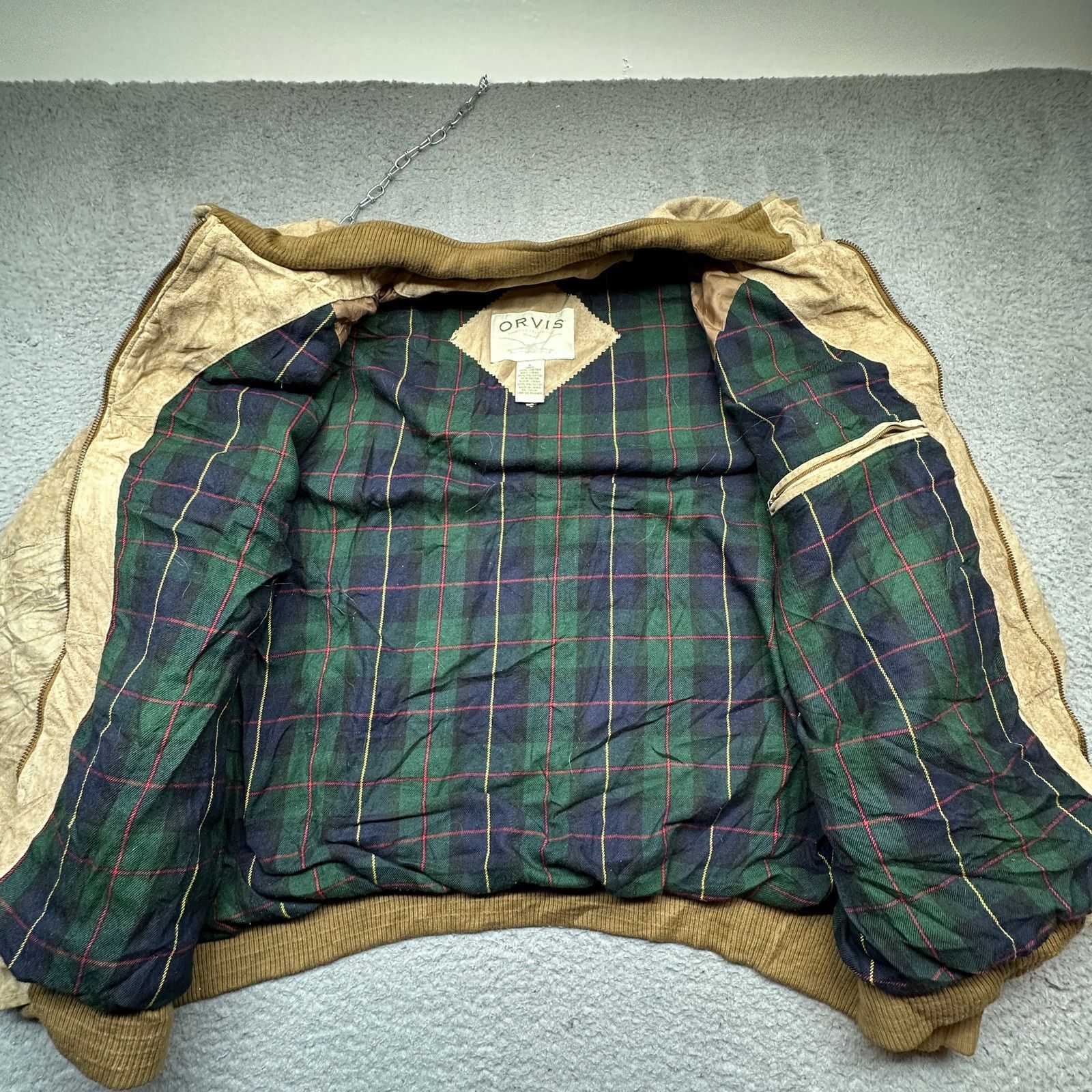 Orvis Orvis Suede Leather Bomber Jacket Mens Large Plaid Lined Size US L / EU 52-54 / 3 - 7 Thumbnail