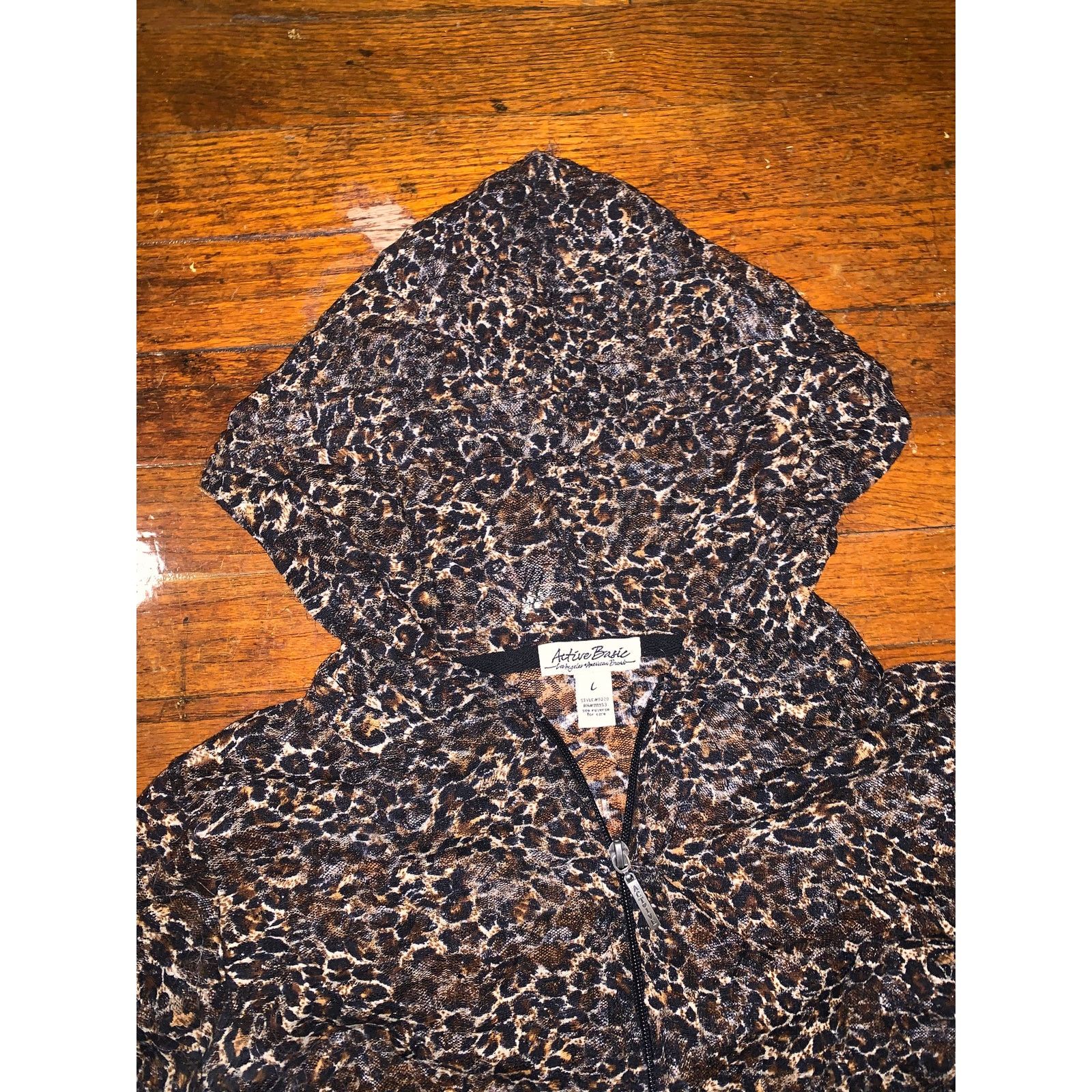 Other × Vintage Y2K Leopard Print Mesh Zip Hoodie Womens Large Sheer Size L / US 10 / IT 46 - 4 Thumbnail