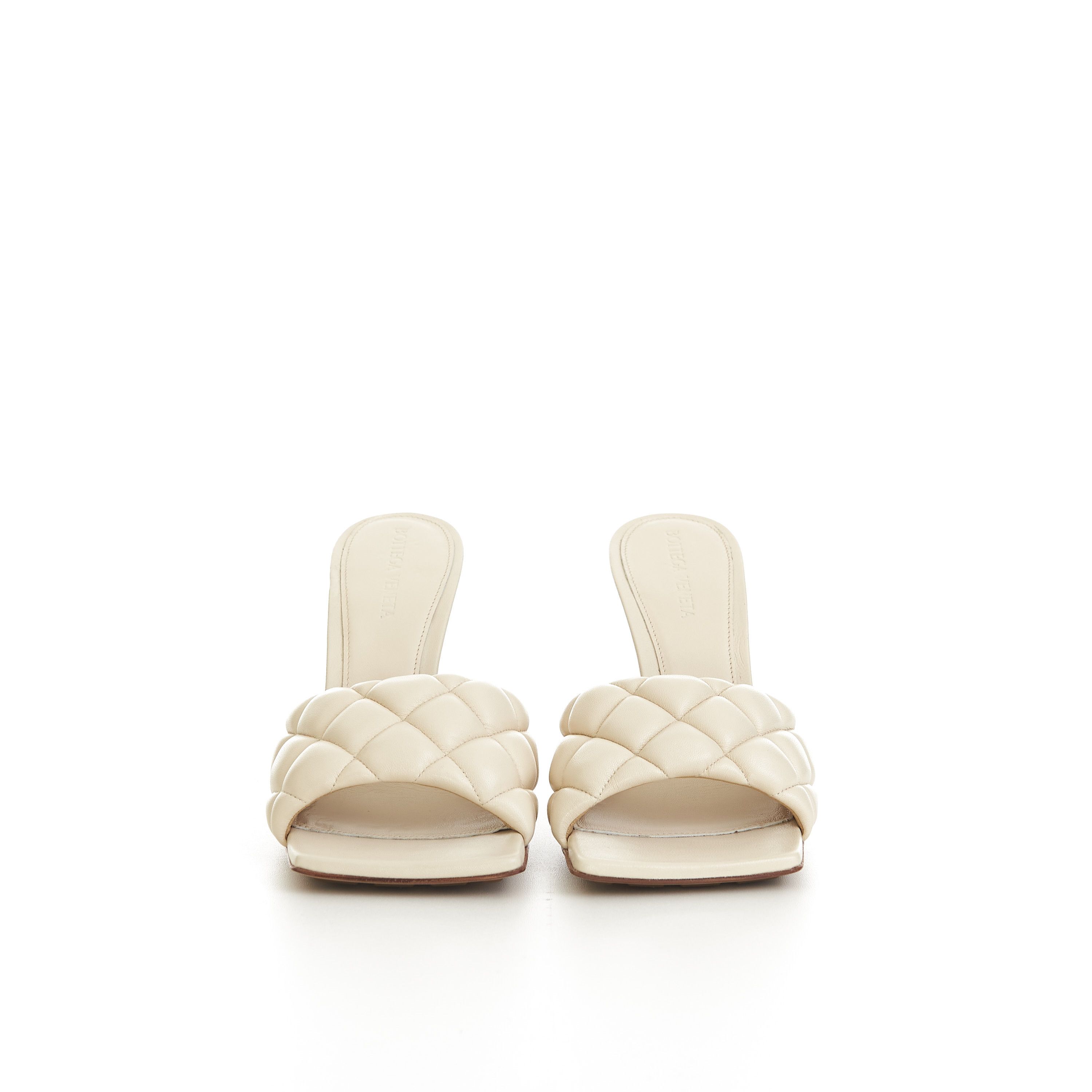 Bottega Veneta Padded Mules In Seasalt White Quilted Leather Size US 10.5 / IT 40.5 - 3 Thumbnail