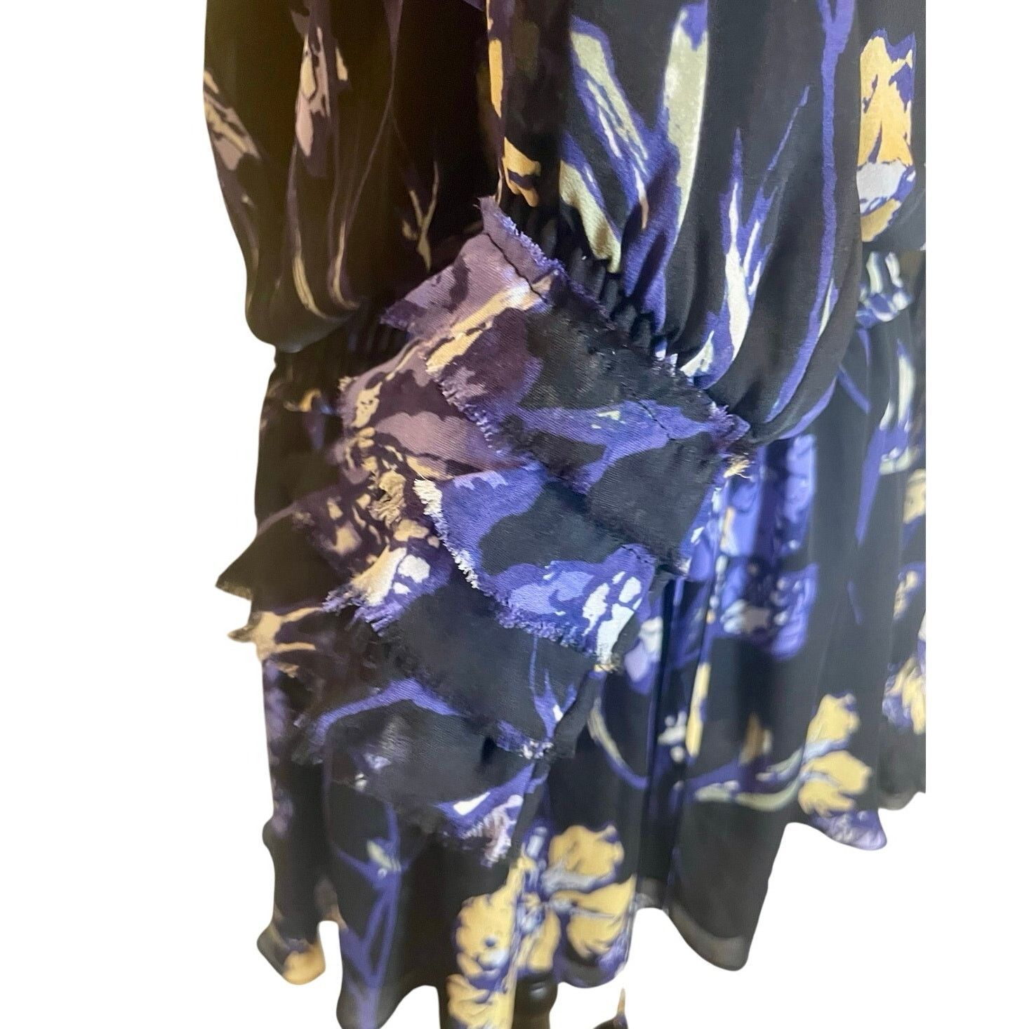 Ramy Brook RAMY BROOK MINI DRESS MILENE SILK FLORAL RUFFLE SMOCKE SZ S Size S / US 4 / IT 40 - 11 Thumbnail