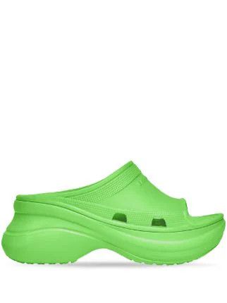 oc11z10624 Pool Crocs™ Slide Sandals in Green