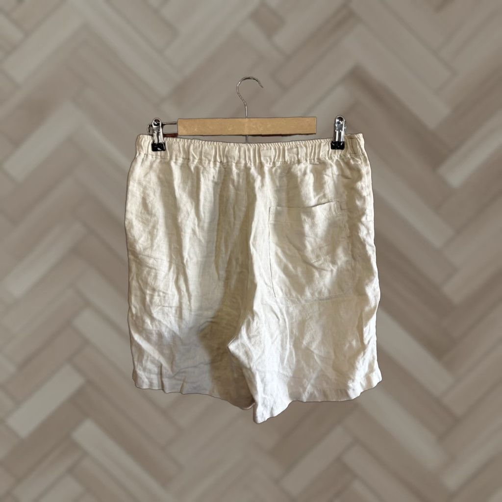 Zara Zara Womens Ivory Linen Shorts With Tie S Size Small Chino Linen Solid Ivory Womens Shorts Tie Closure Size 28" / US 6 / IT 42 - 1 Thumbnail