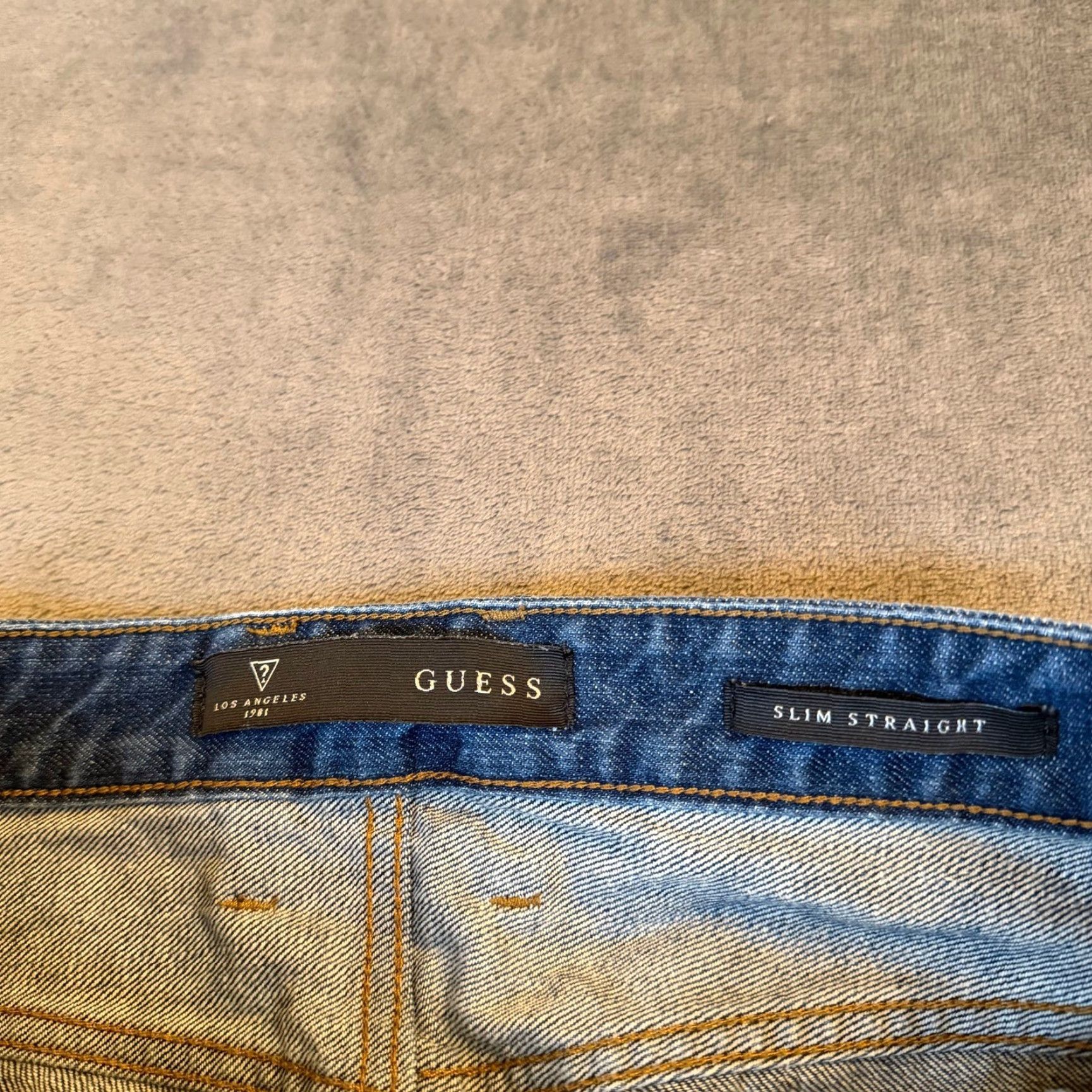 Guess GUESS Jeans Slim Straight Mens 30x32 Blue Distressed Denim Pants Casual Size US 30 / EU 46 - 2 Thumbnail