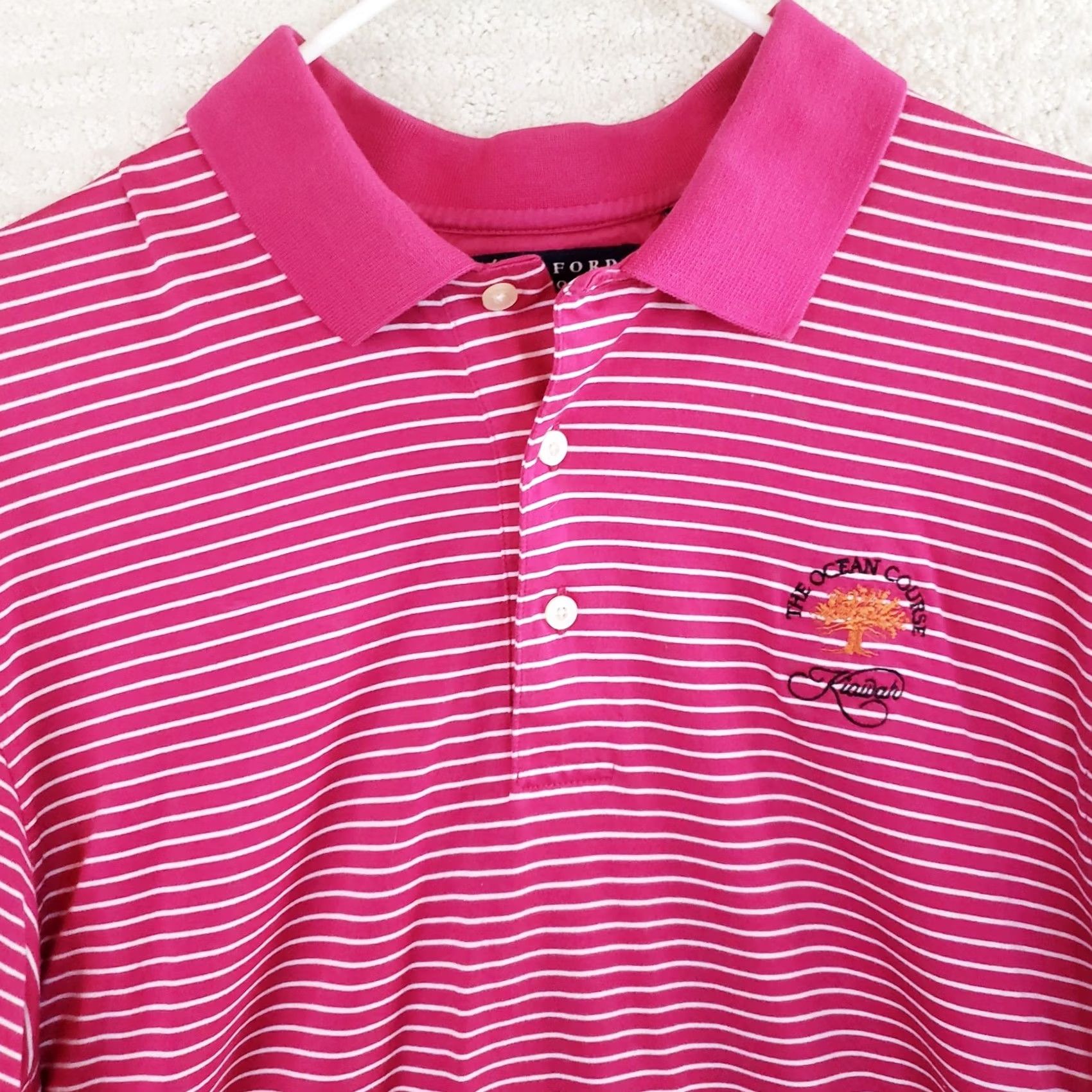 Vintage Oxford Golf Polo Shirt M Pink Striped The Ocean Course Kiawah Isl. Short Sleeve Polo Boys Mens? Size US M / EU 48-50 / 2 - 3 Thumbnail